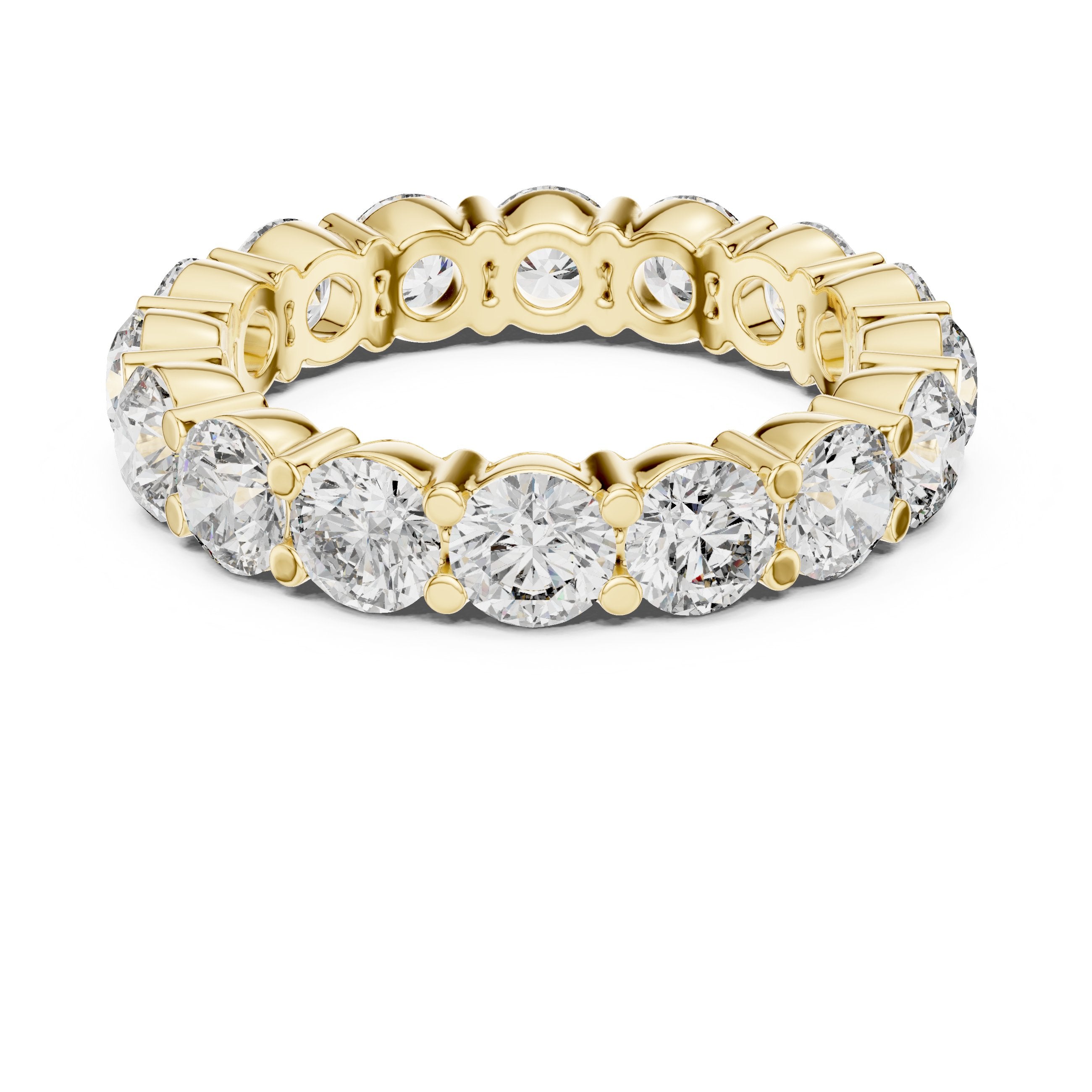 Round Diamond Wide Double Row Pavé Eternity Band in Yellow Gold - VYKA Diamonds