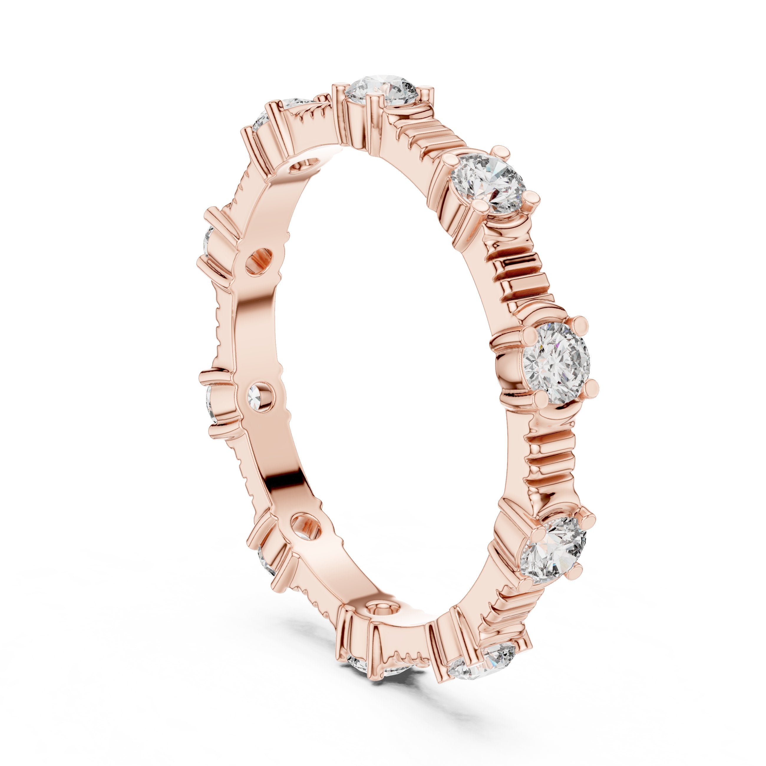 Radiant Channel Set Diamond Engagement Ring in Rose Gold - VYKA Diamonds