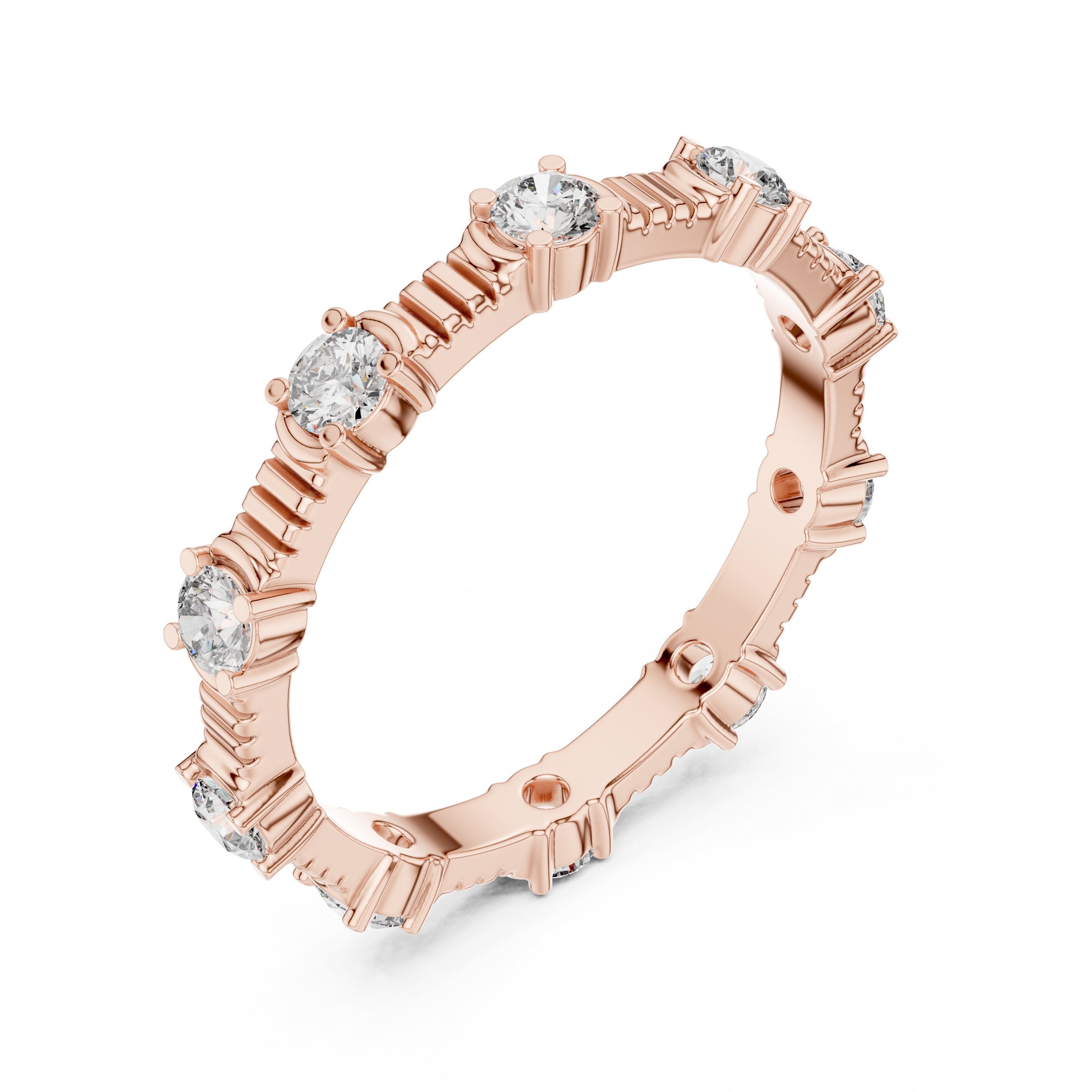 Radiant Channel Set Diamond Engagement Ring in Rose Gold - VYKA Diamonds