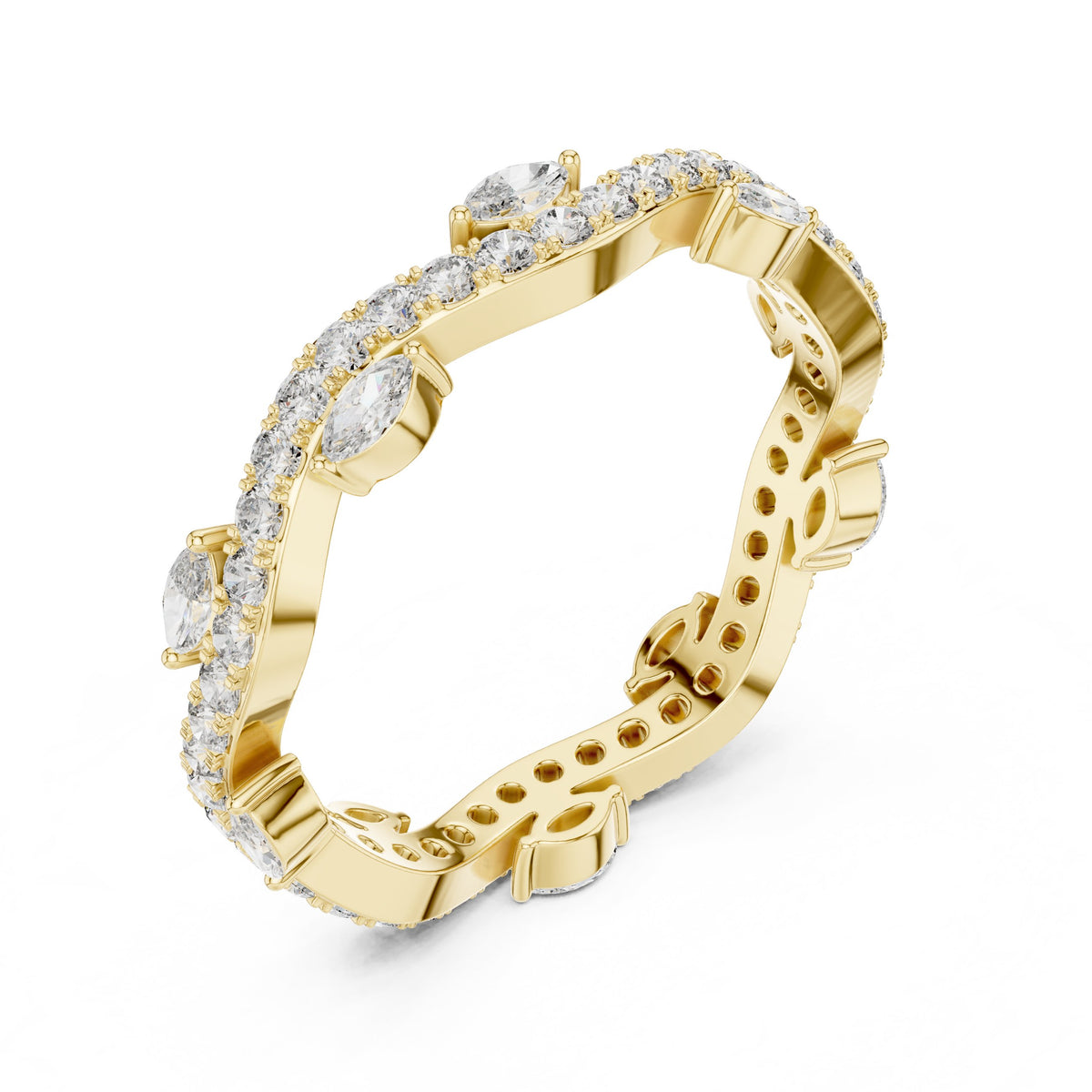 Marquise and Round Split Shank Diamond Engagement Ring
