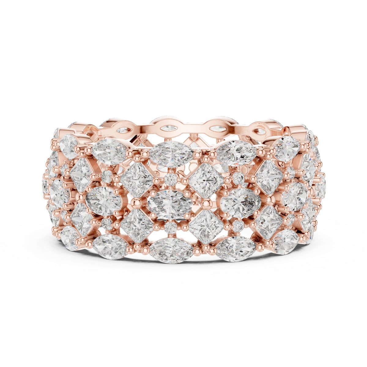 Mixed Shape Diamond Wide Multi-Row Anniversary Band