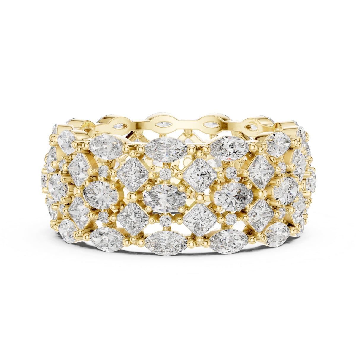 Mixed Shape Diamond Wide Multi-Row Anniversary Band
