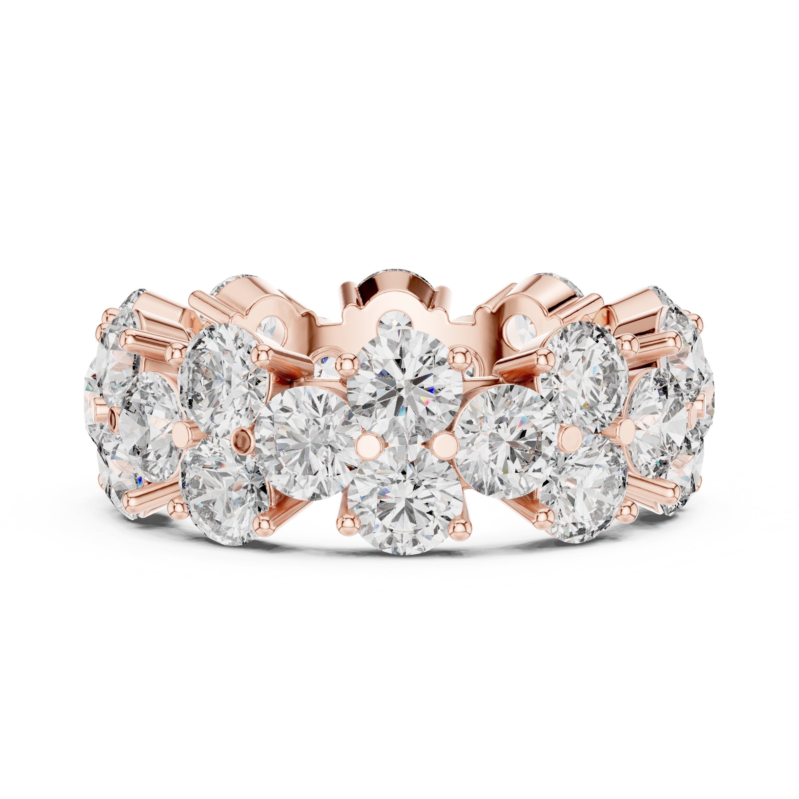 Round Diamond Shared Prong Eternity Band in Rose Gold - VYKA Diamonds