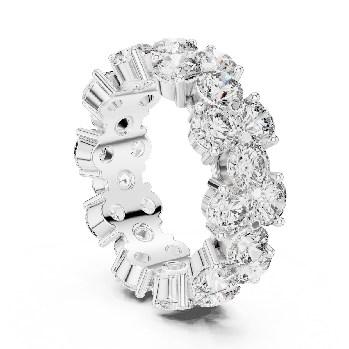Round Diamond Shared Prong Eternity Band