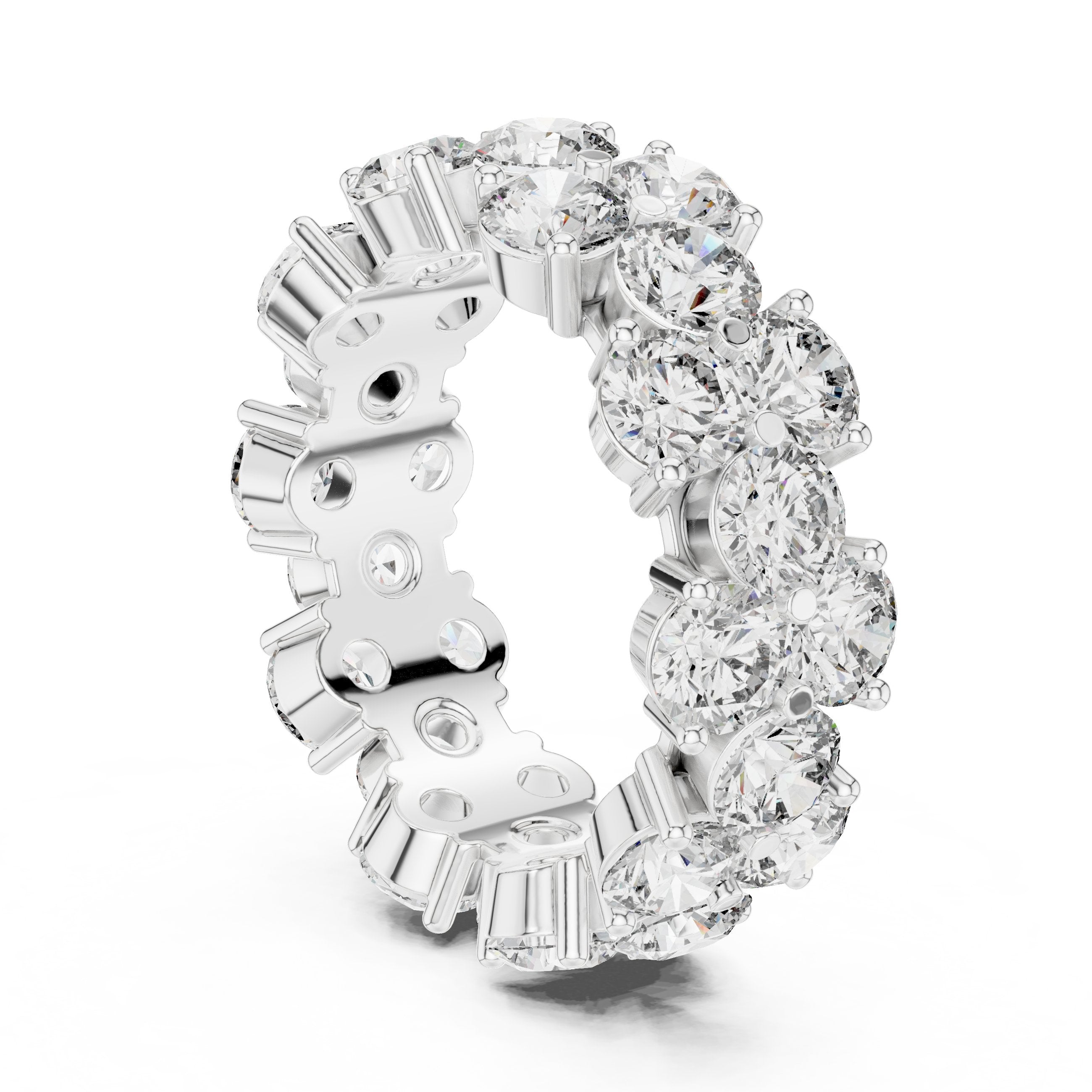 Round Diamond Shared Prong Eternity Band in White Gold - VYKA Diamonds