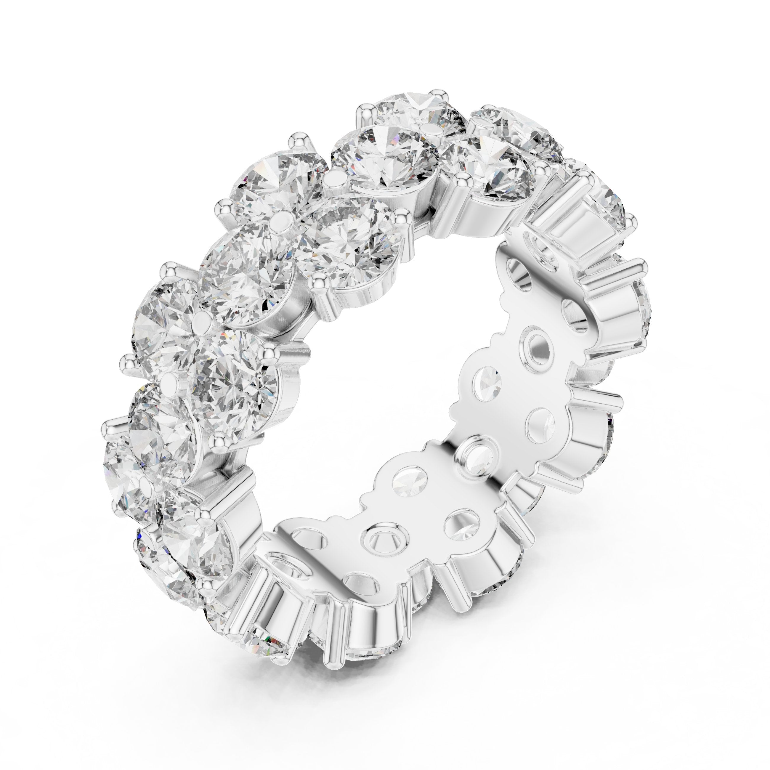 Round Diamond Shared Prong Eternity Band in White Gold - VYKA Diamonds