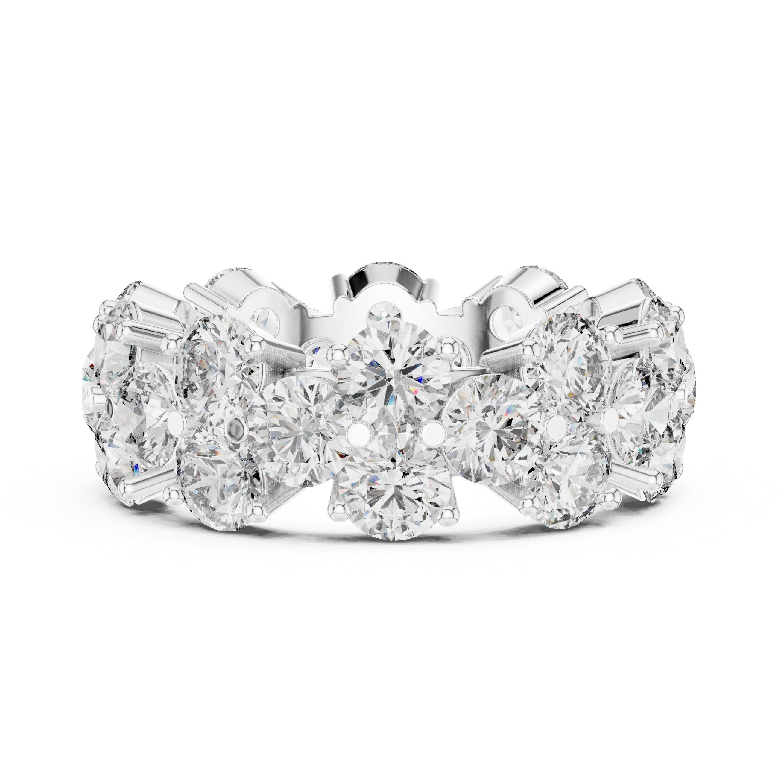 Round Diamond Shared Prong Eternity Band in White Gold - VYKA Diamonds