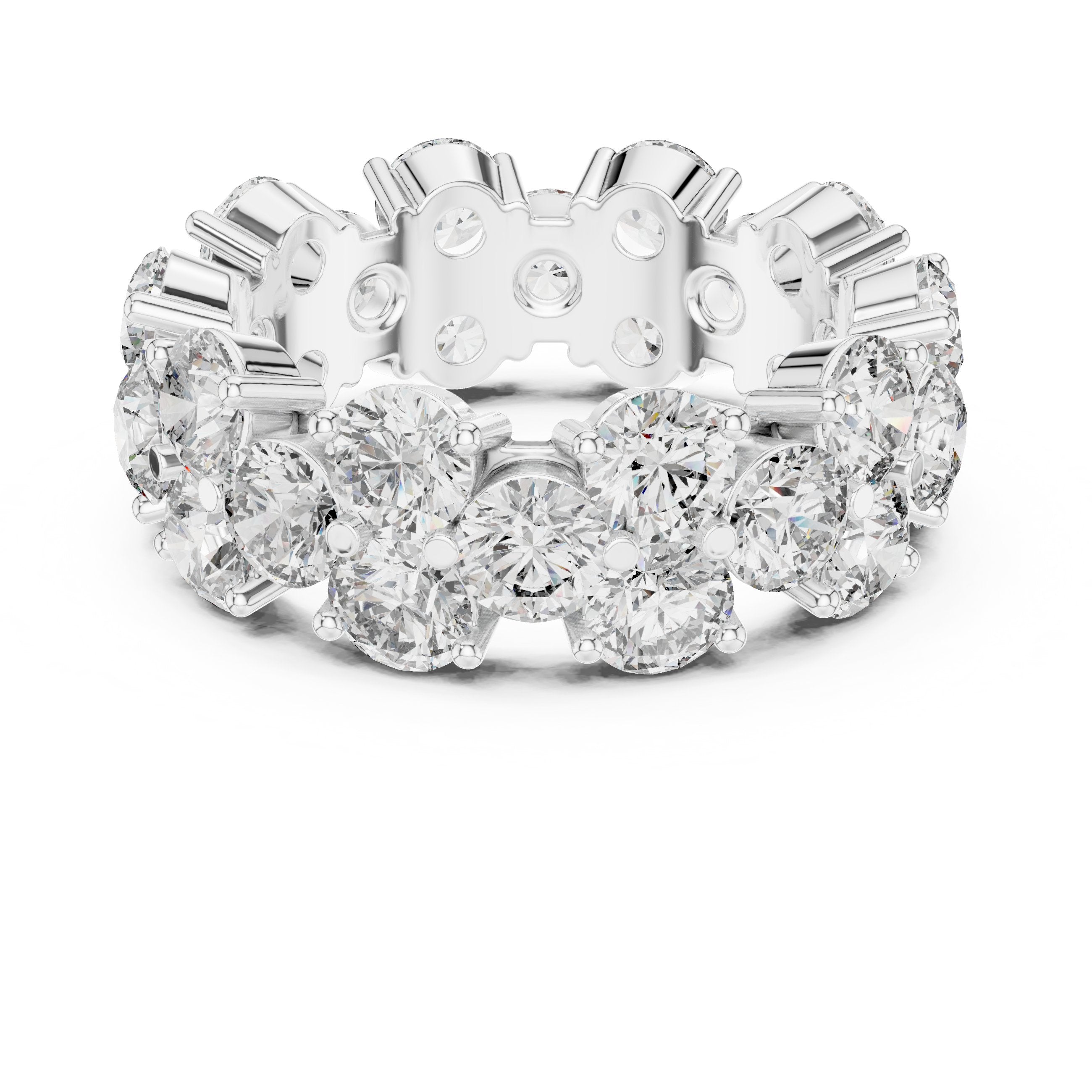Round Diamond Shared Prong Eternity Band in White Gold - VYKA Diamonds