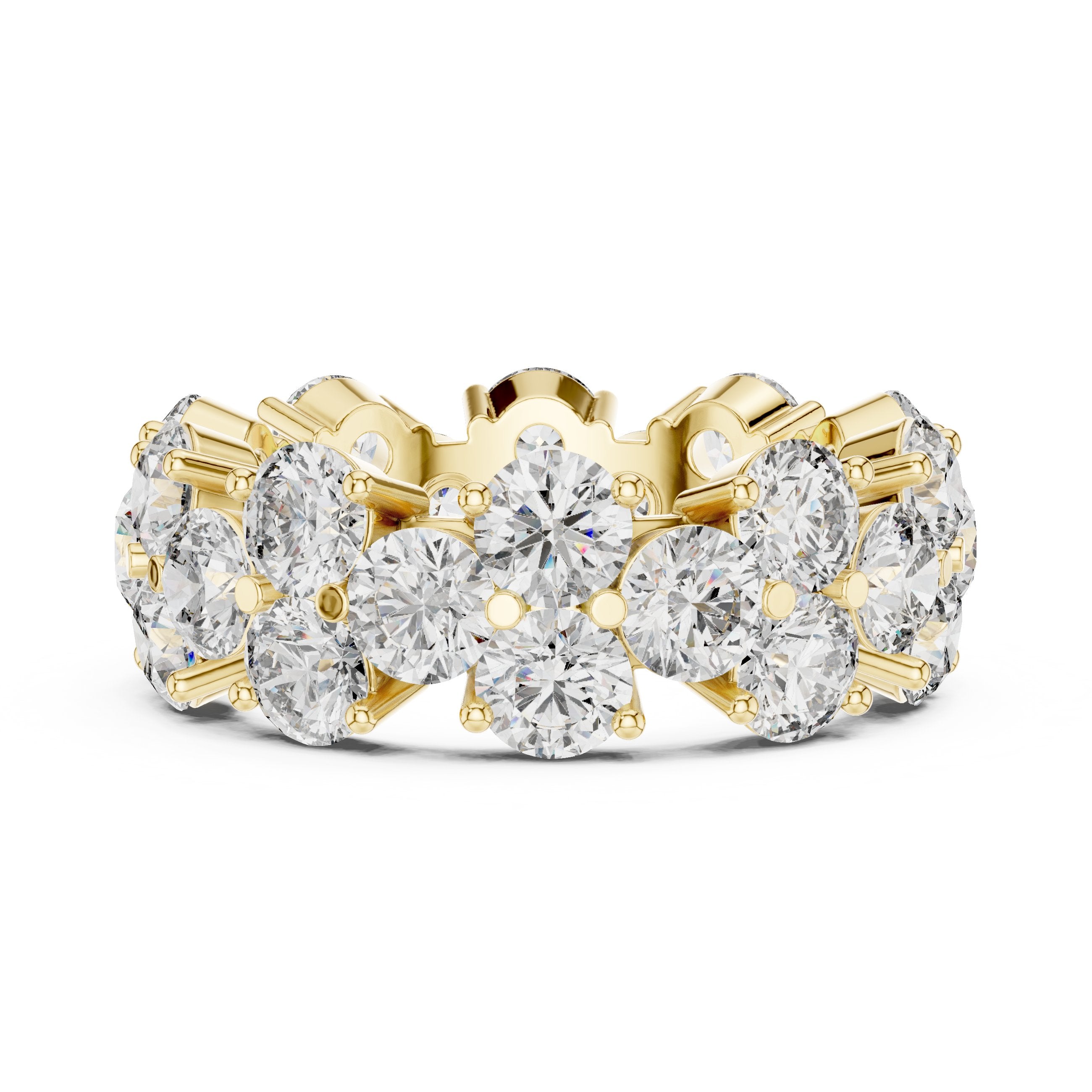 Round Diamond Shared Prong Eternity Band in Yellow Gold - VYKA Diamonds