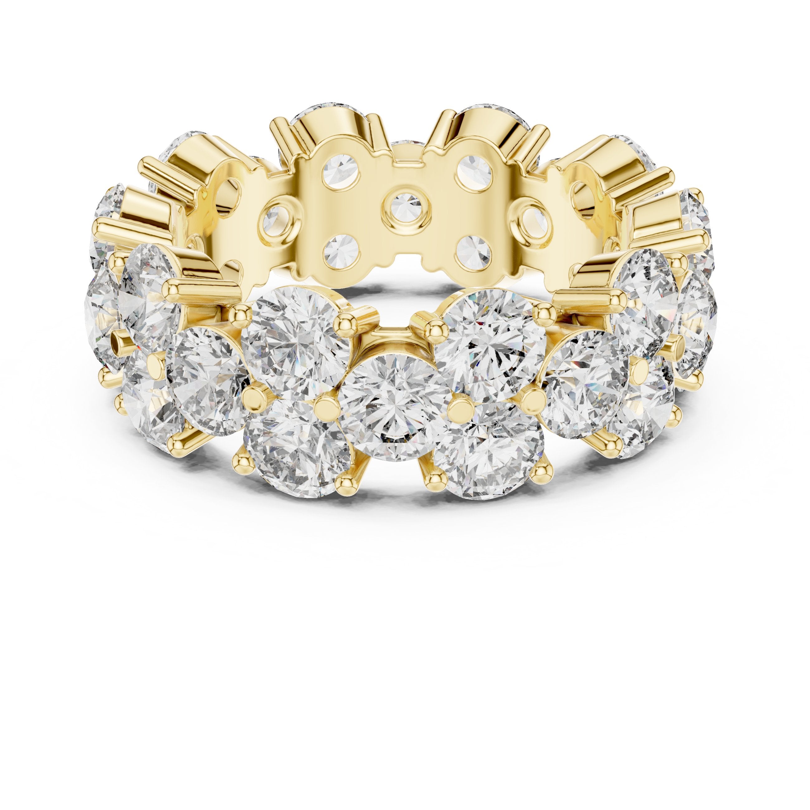 Round Diamond Shared Prong Eternity Band in Yellow Gold - VYKA Diamonds