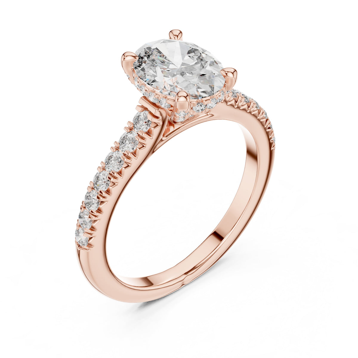 Oval Diamond Engagement Ring with Pavé Band