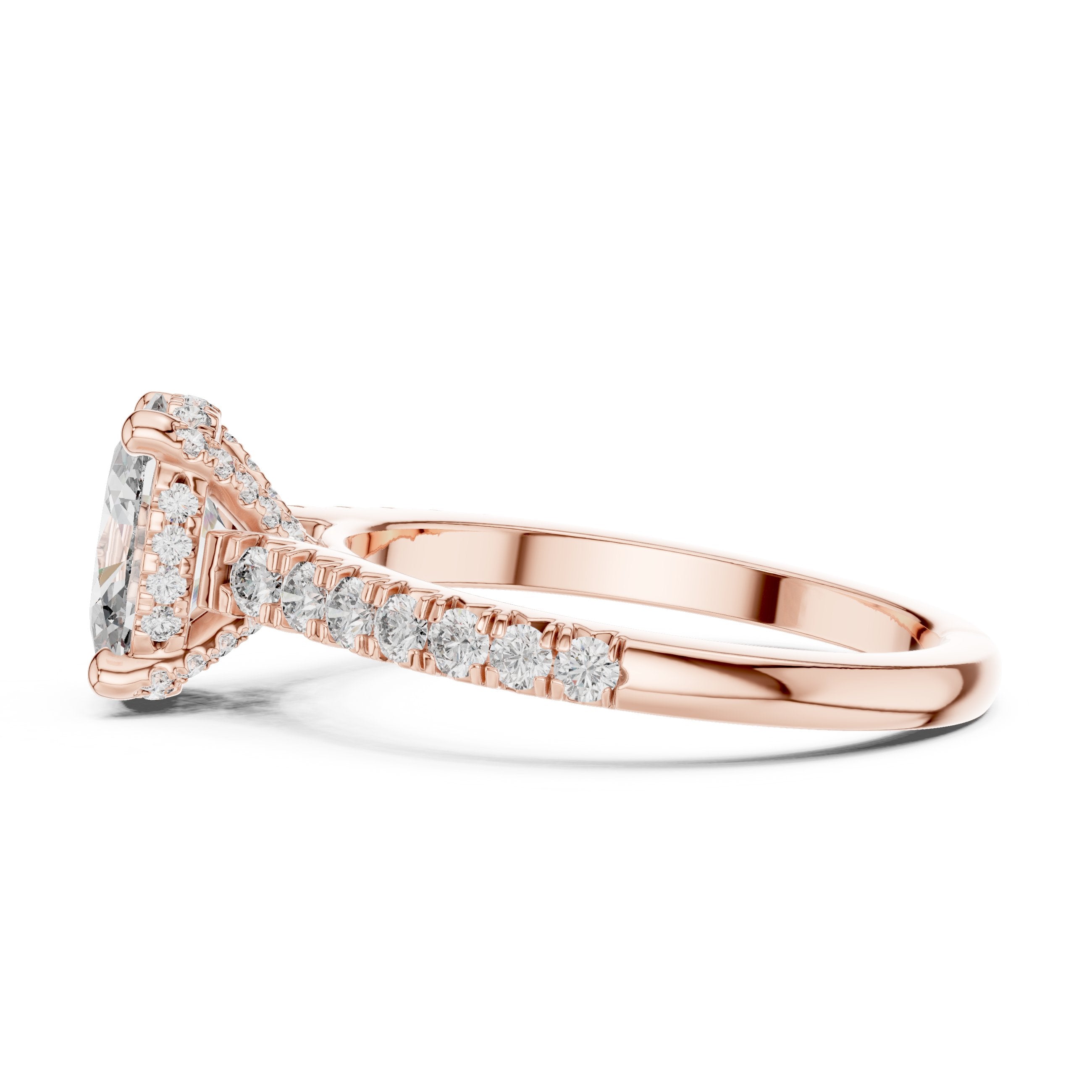 Oval Diamond Engagement Ring with Pavé Band in Rose Gold - VYKA Diamonds