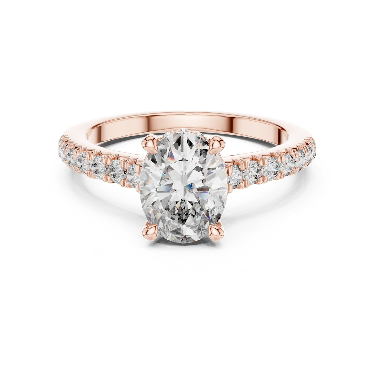 Oval Diamond Engagement Ring with Pavé Band