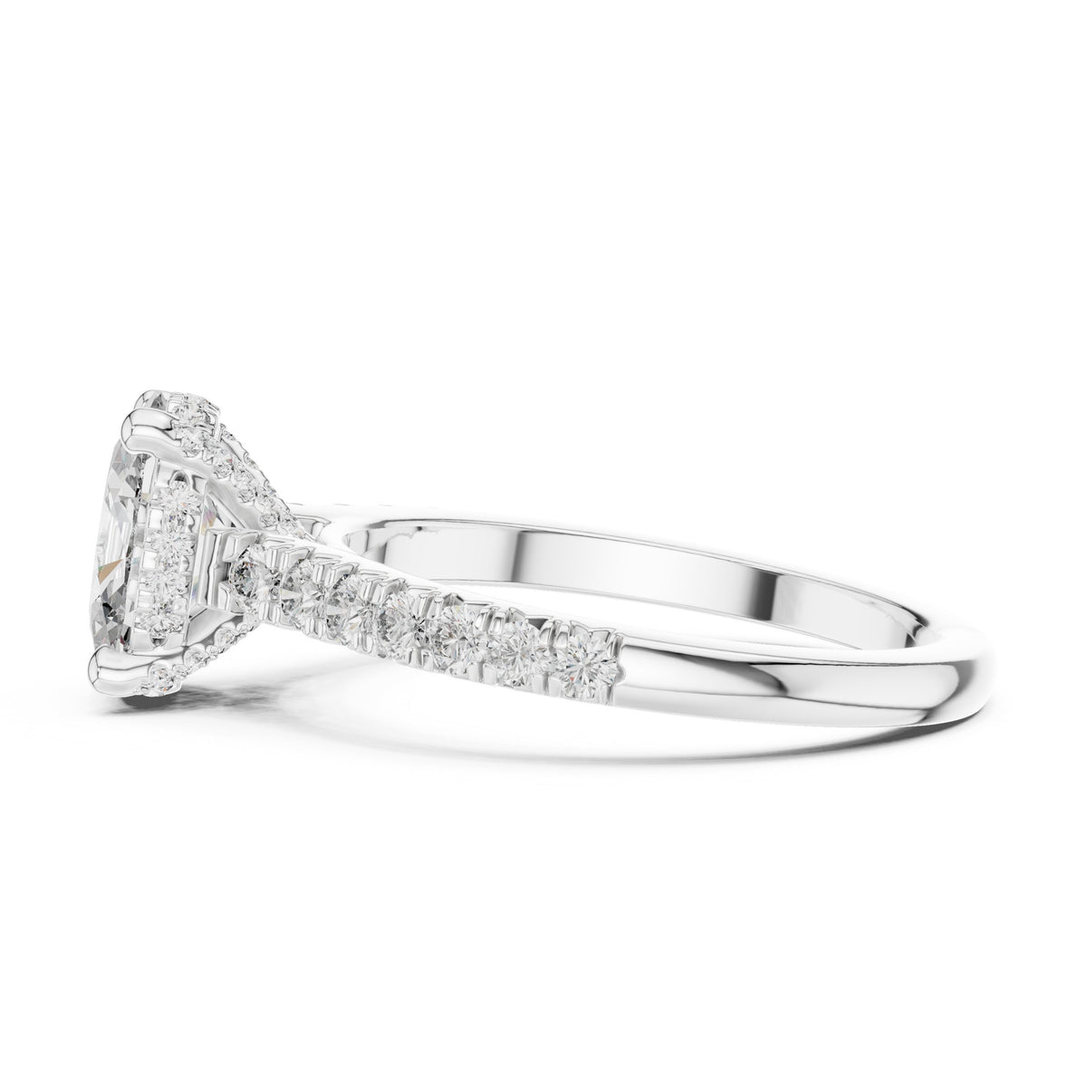 Oval Diamond Engagement Ring with Pavé Band