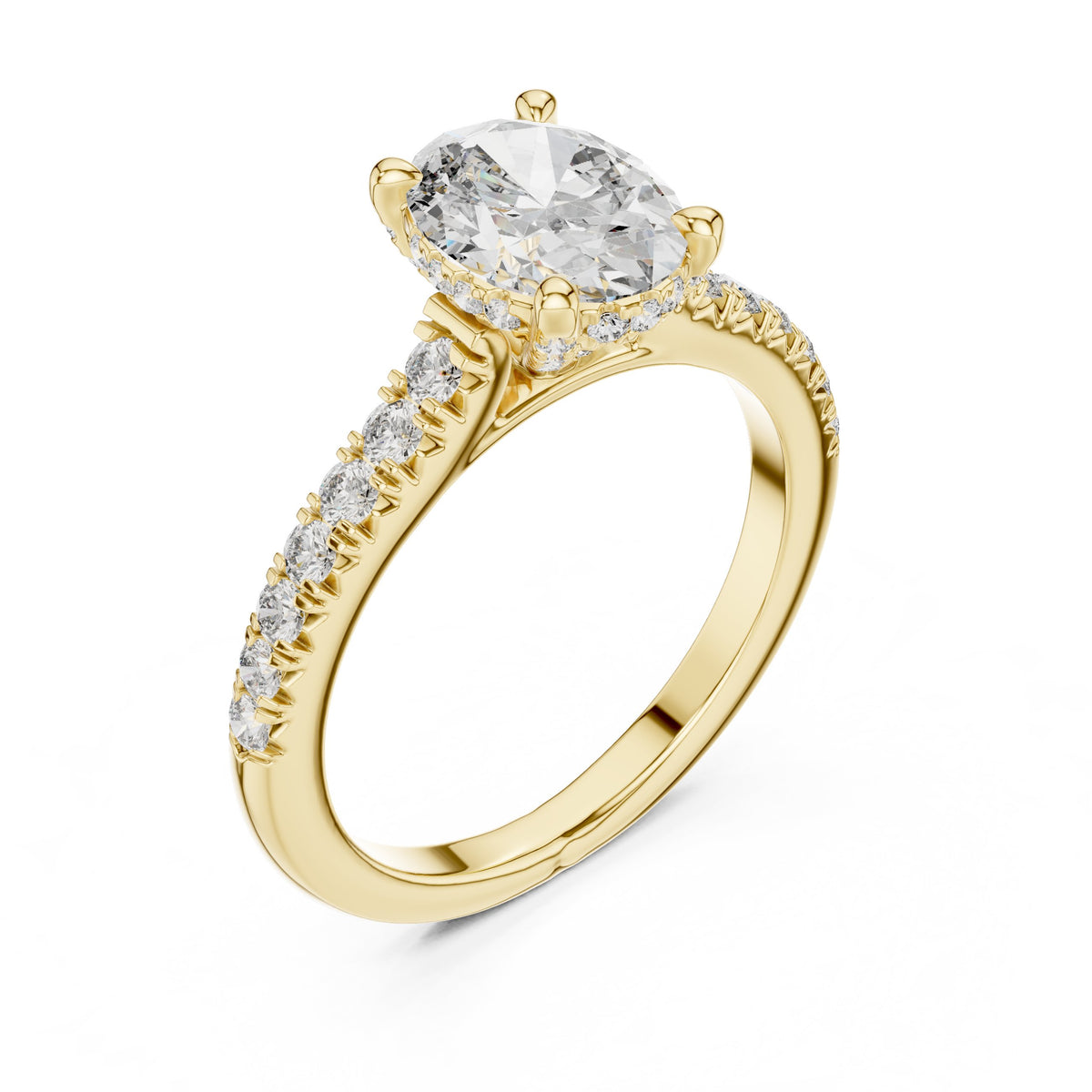 Oval Diamond Engagement Ring with Pavé Band