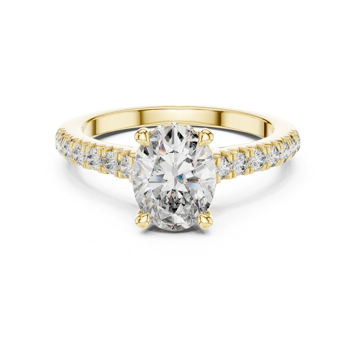Oval Diamond Engagement Ring with Pavé Band