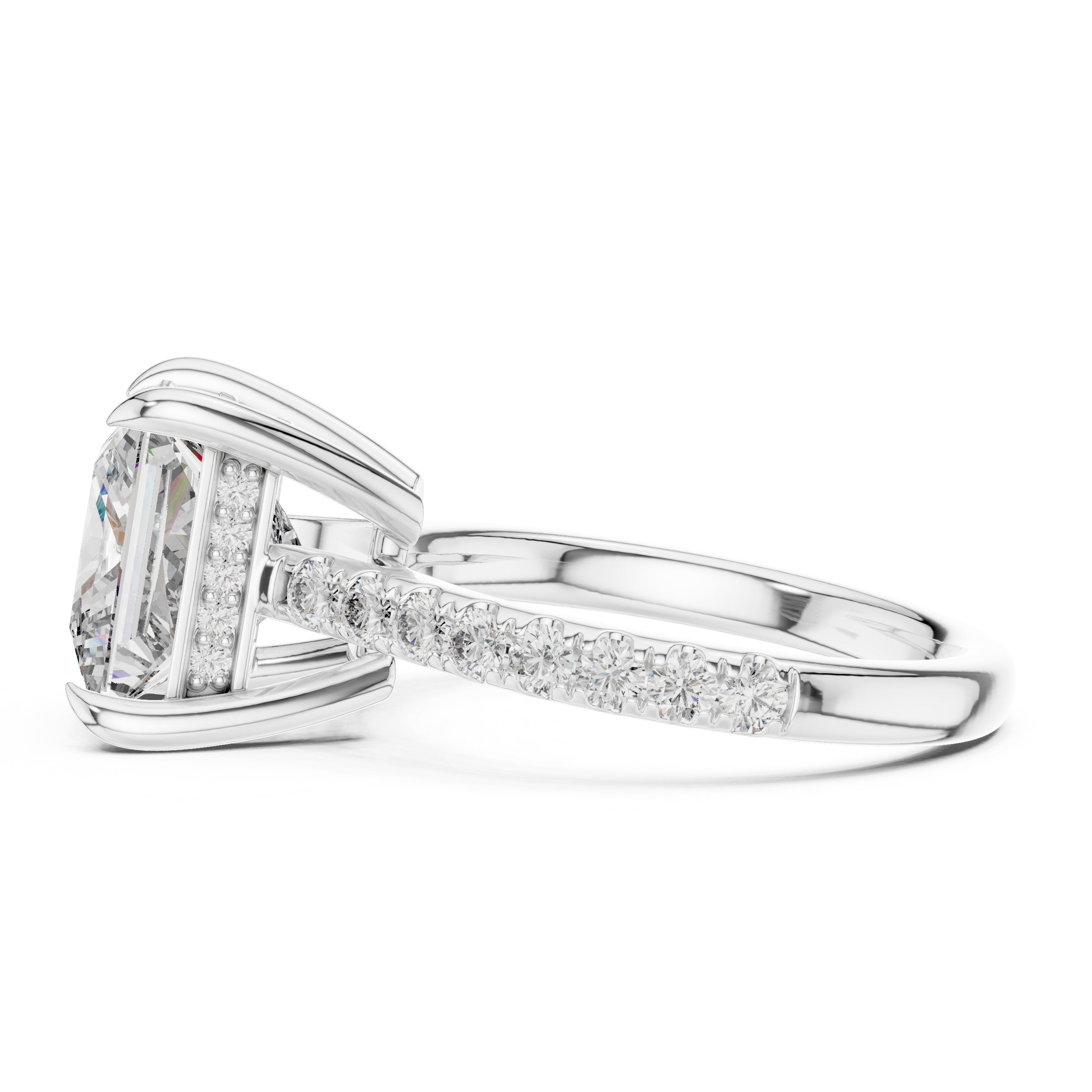 Princess Cut Engagement Ring with Pavé Wrap Band in White Gold - VYKA Diamonds