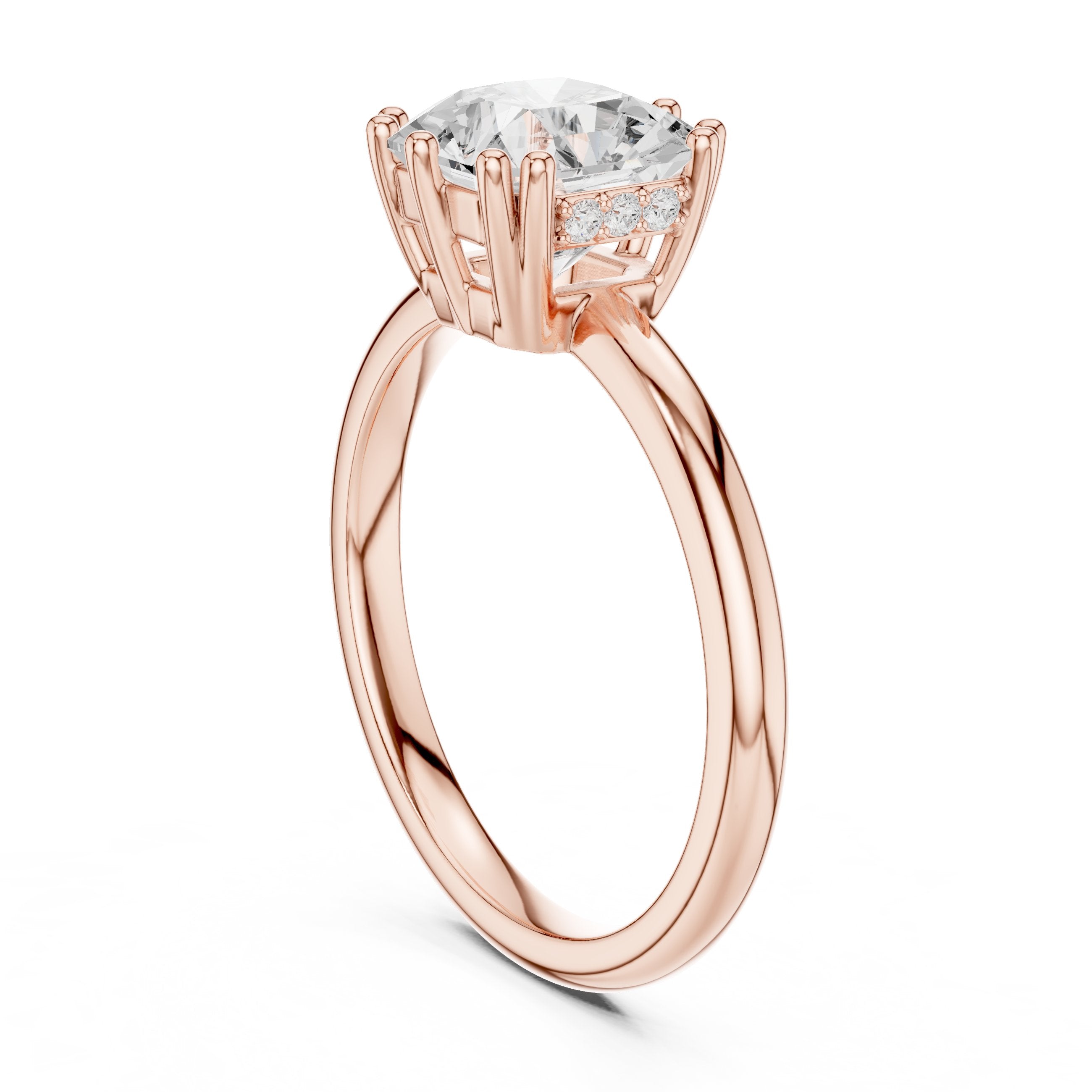 Radiant Cut Eight Prong Solitaire Engagement Ring in Rose Gold - VYKA Diamonds