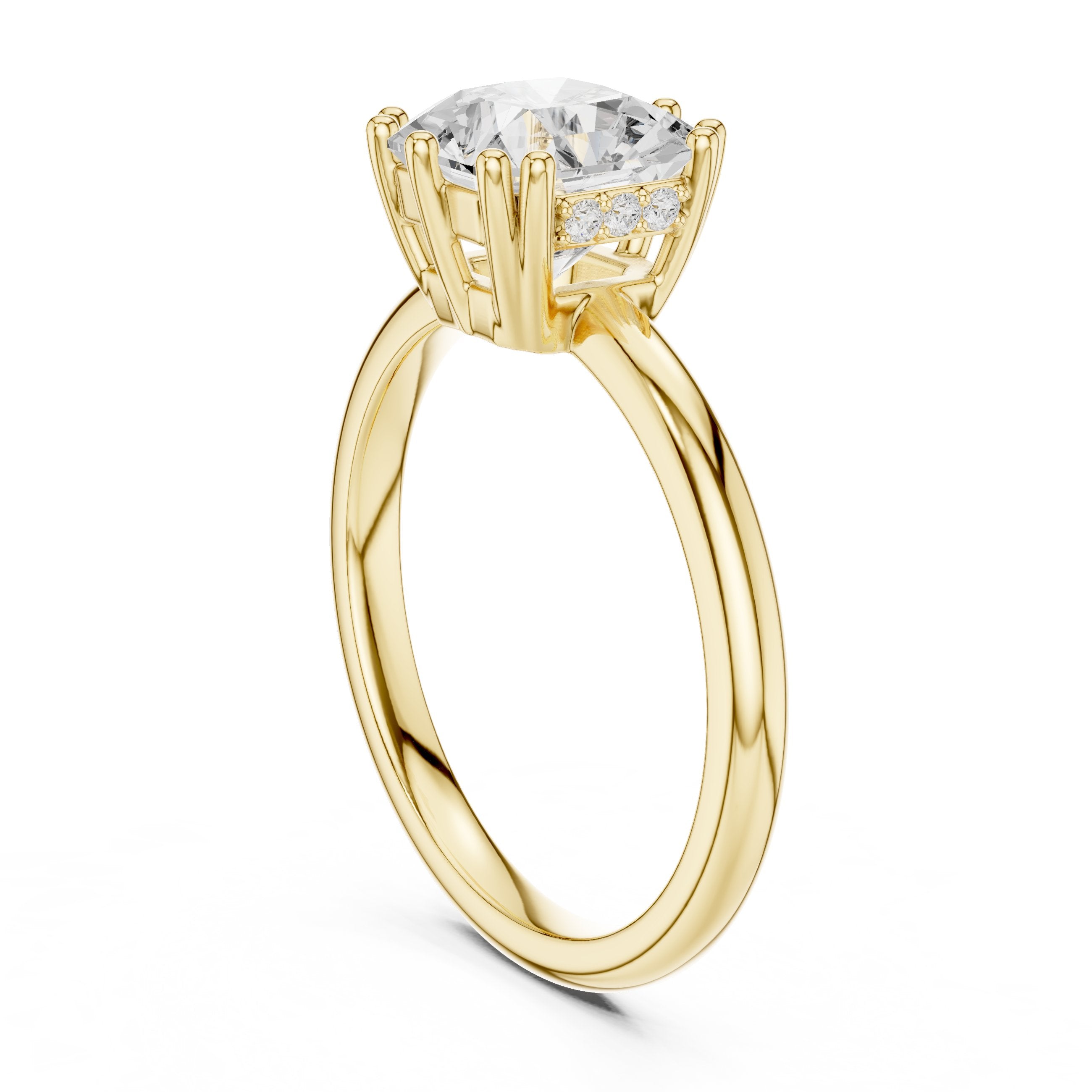 Radiant Cut Eight Prong Solitaire Engagement Ring in Yellow Gold - VYKA Diamonds