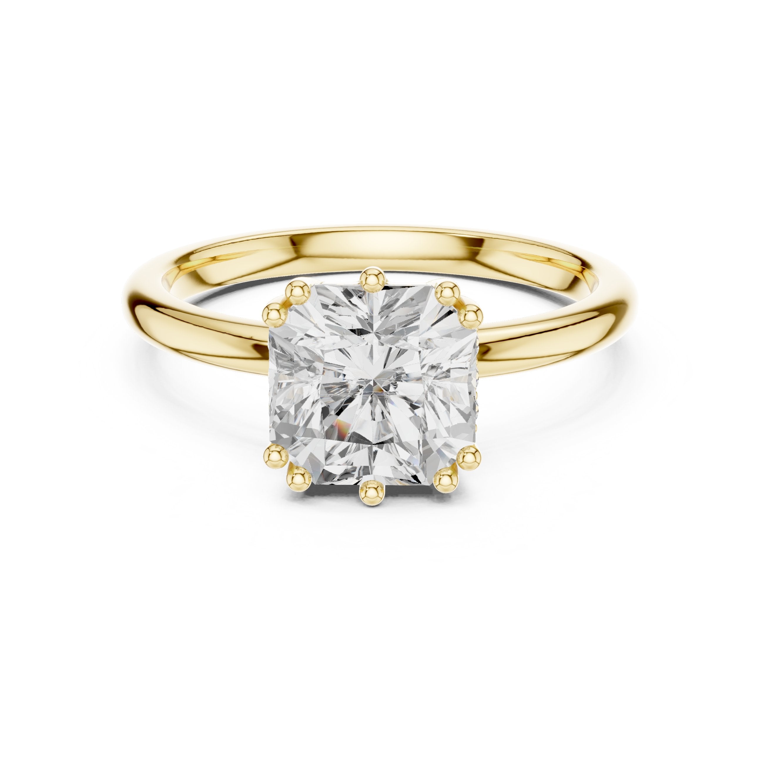 Radiant Cut Eight Prong Solitaire Engagement Ring in Yellow Gold - VYKA Diamonds