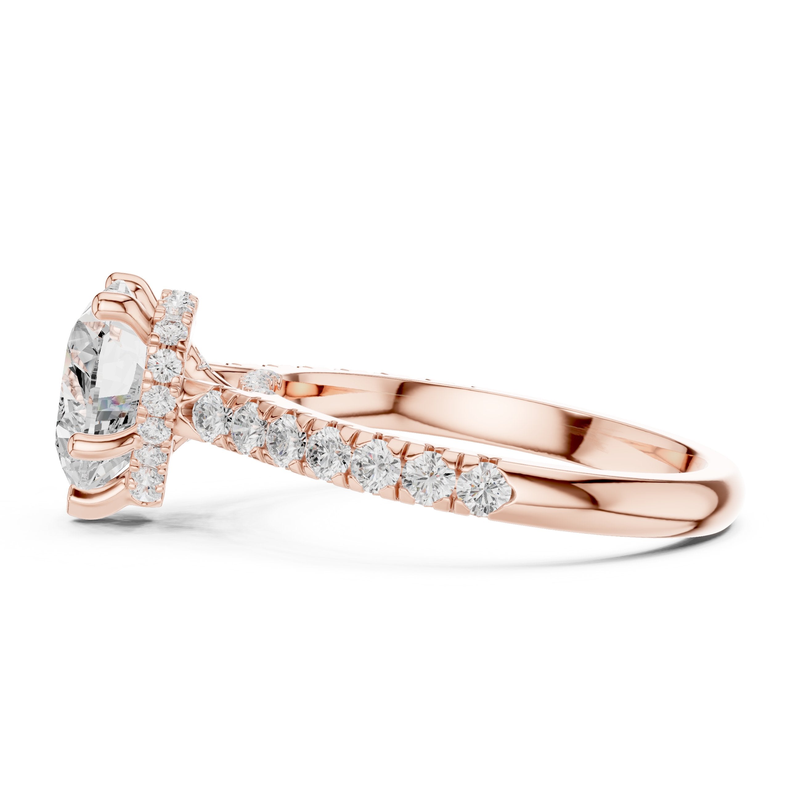 Heart Cut Engagement Ring with Pavé Band in Rose Gold - VYKA Diamonds
