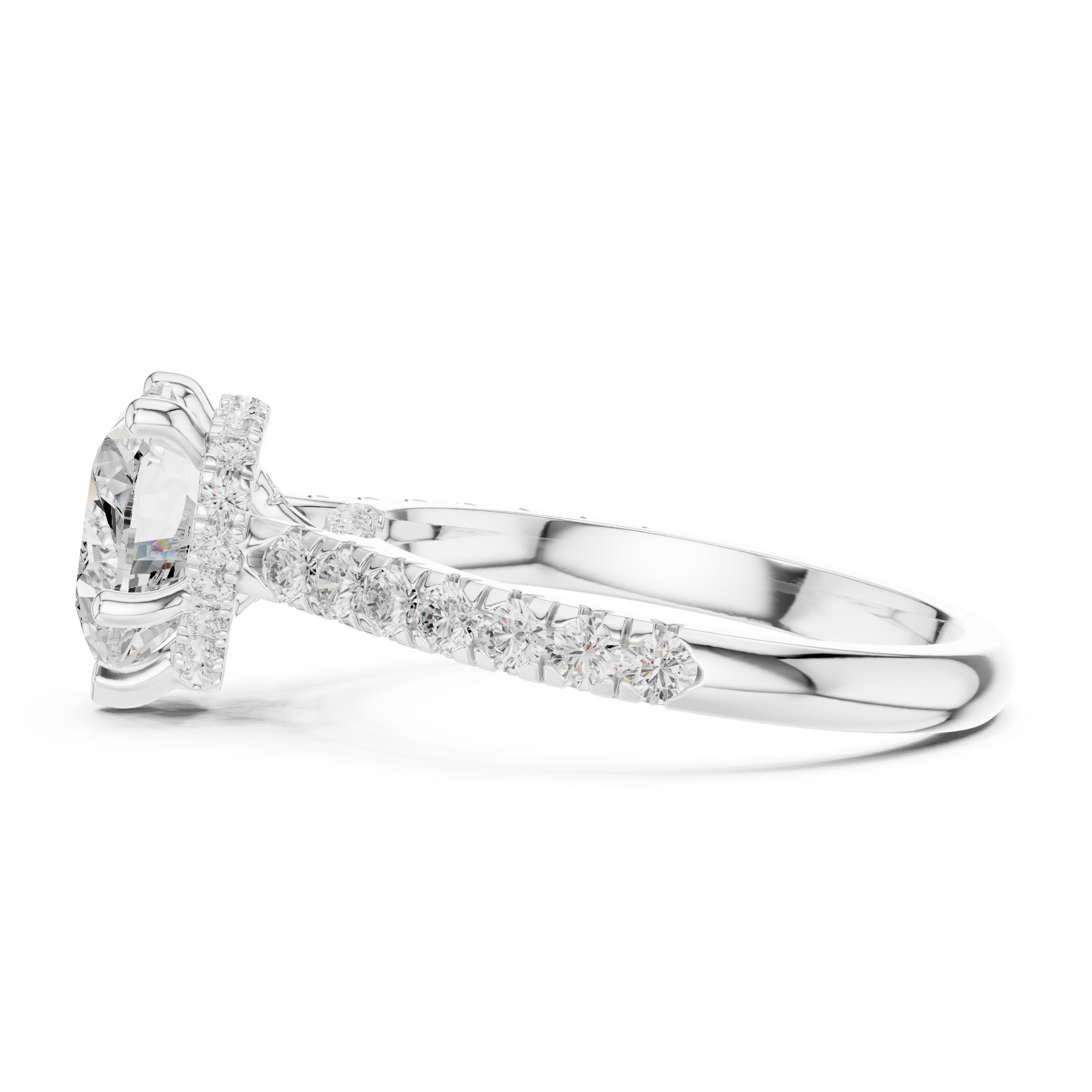 Heart Cut Engagement Ring with Pavé Band in White Gold - VYKA Diamonds