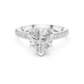 Heart Cut Engagement Ring with Pavé Band
