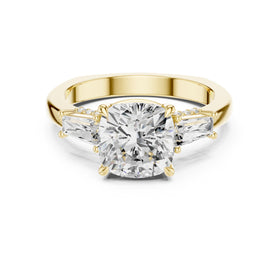 Cushion Cut Engagement Ring with Tapered Baguette Side Accents