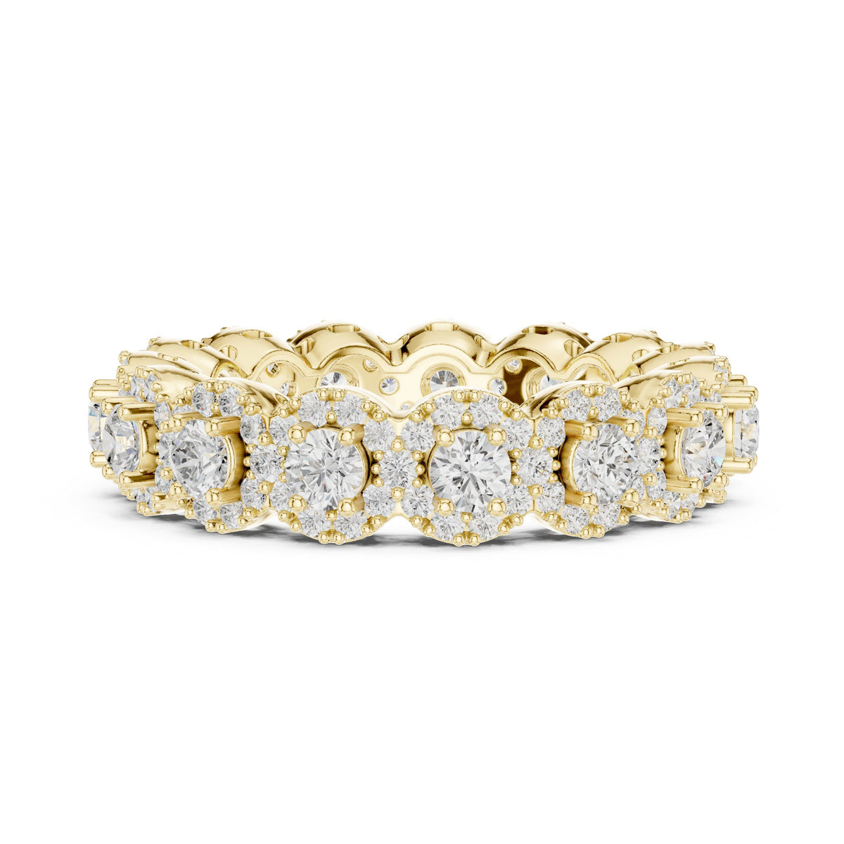 Round Diamond Cluster Halo Eternity Band