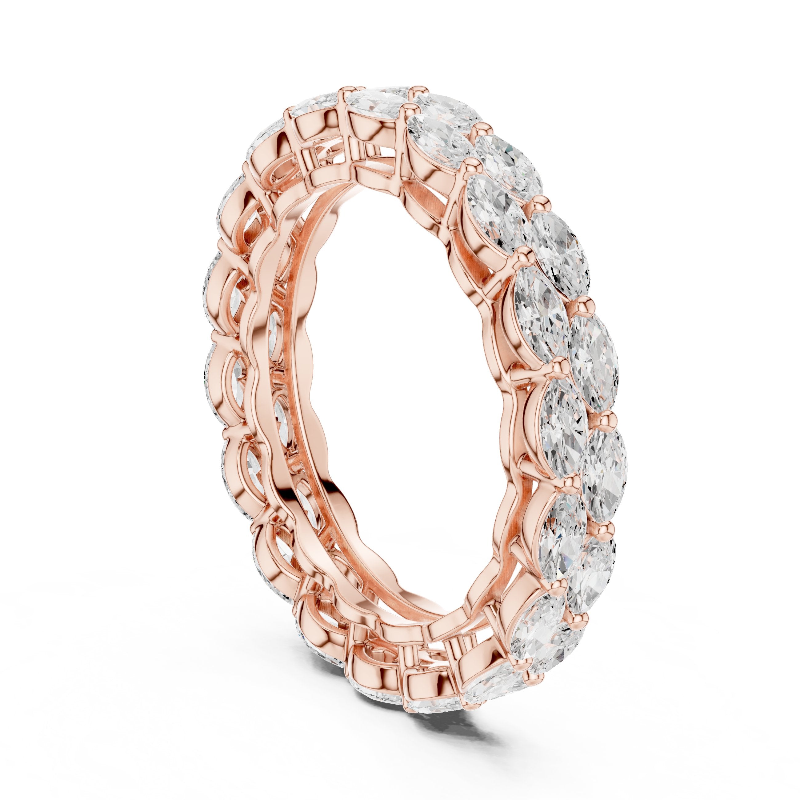 Marquise Cut East-West Diamond Eternity Band in Rose Gold - VYKA Diamonds