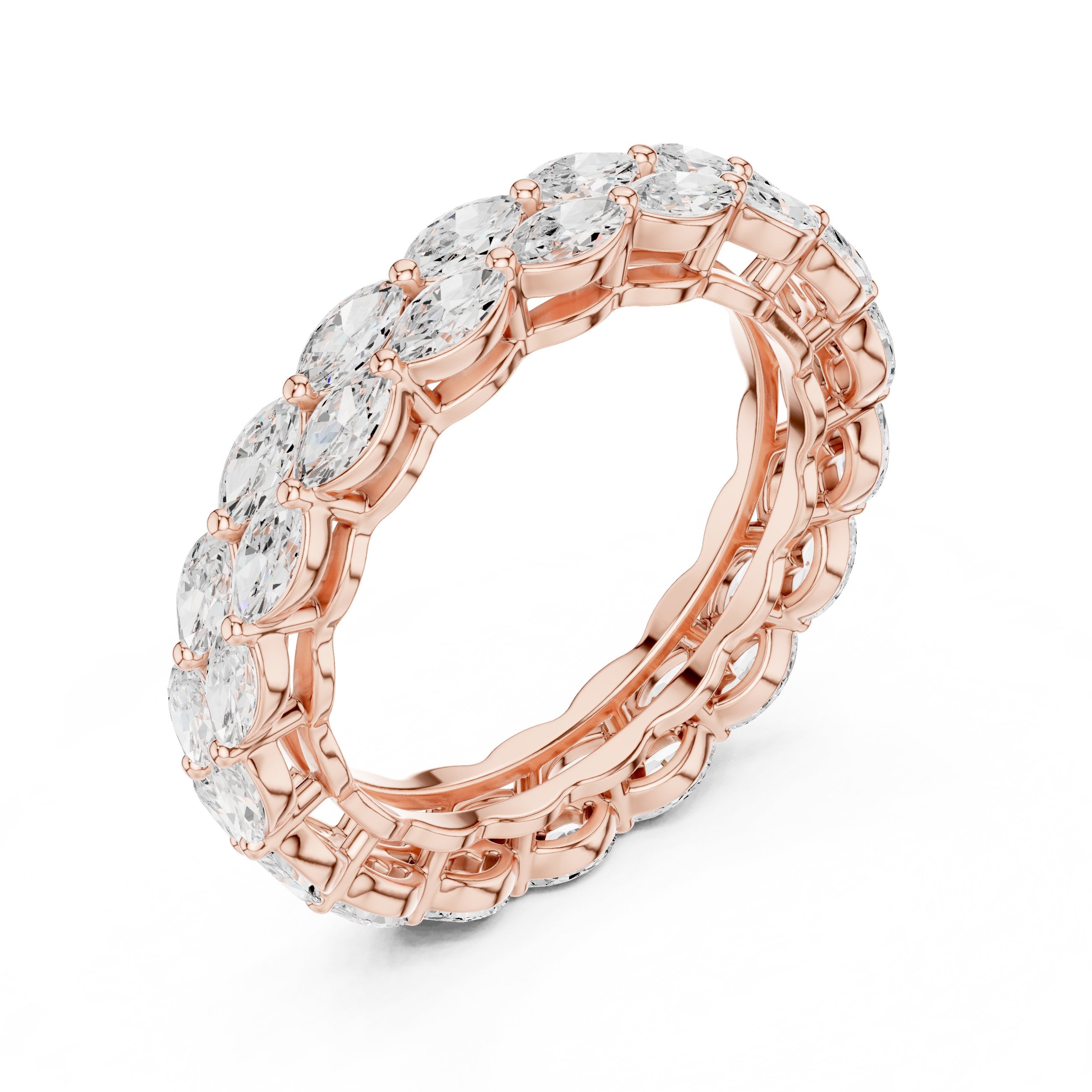 Marquise Cut East-West Diamond Eternity Band in Rose Gold - VYKA Diamonds