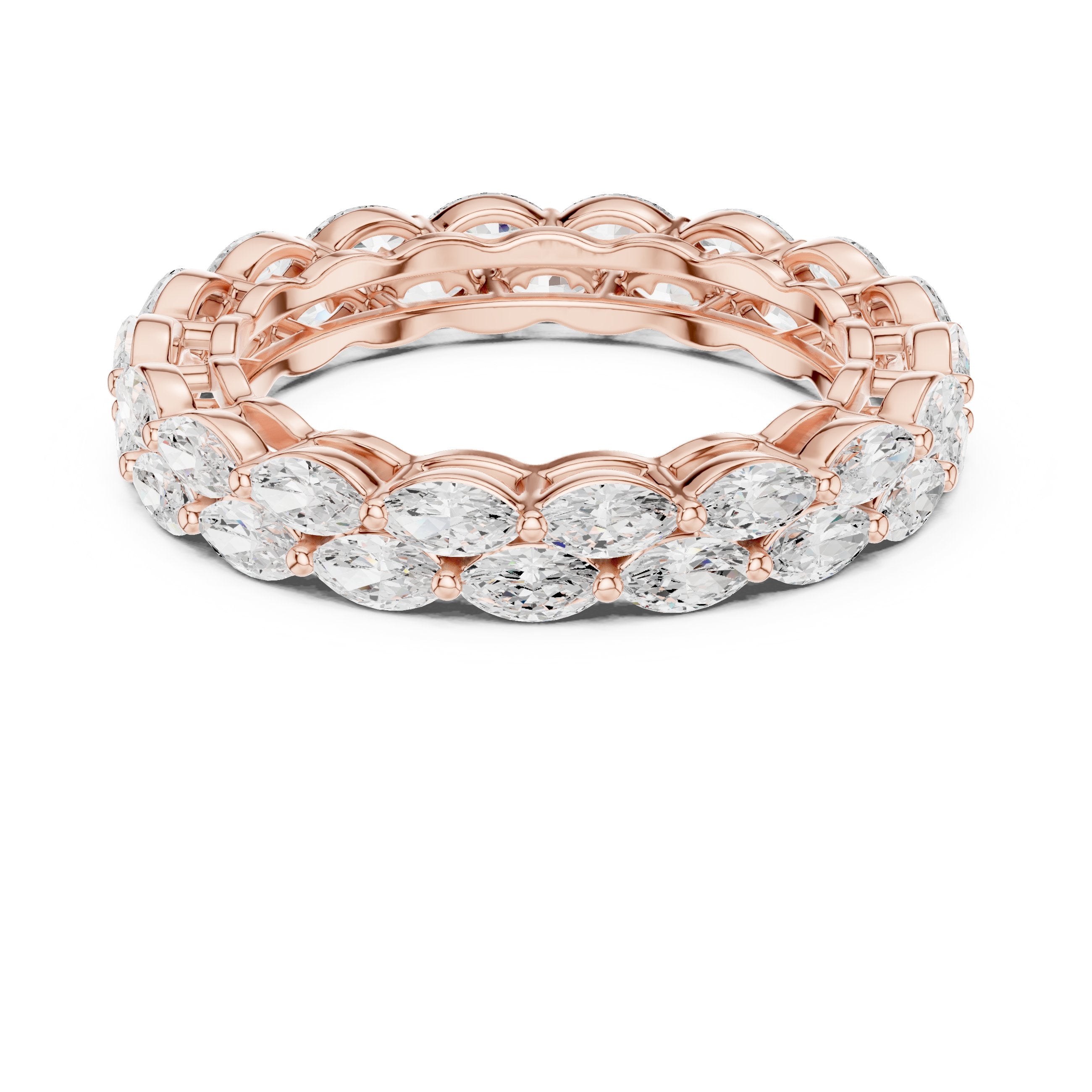 Marquise Cut East-West Diamond Eternity Band in Rose Gold - VYKA Diamonds