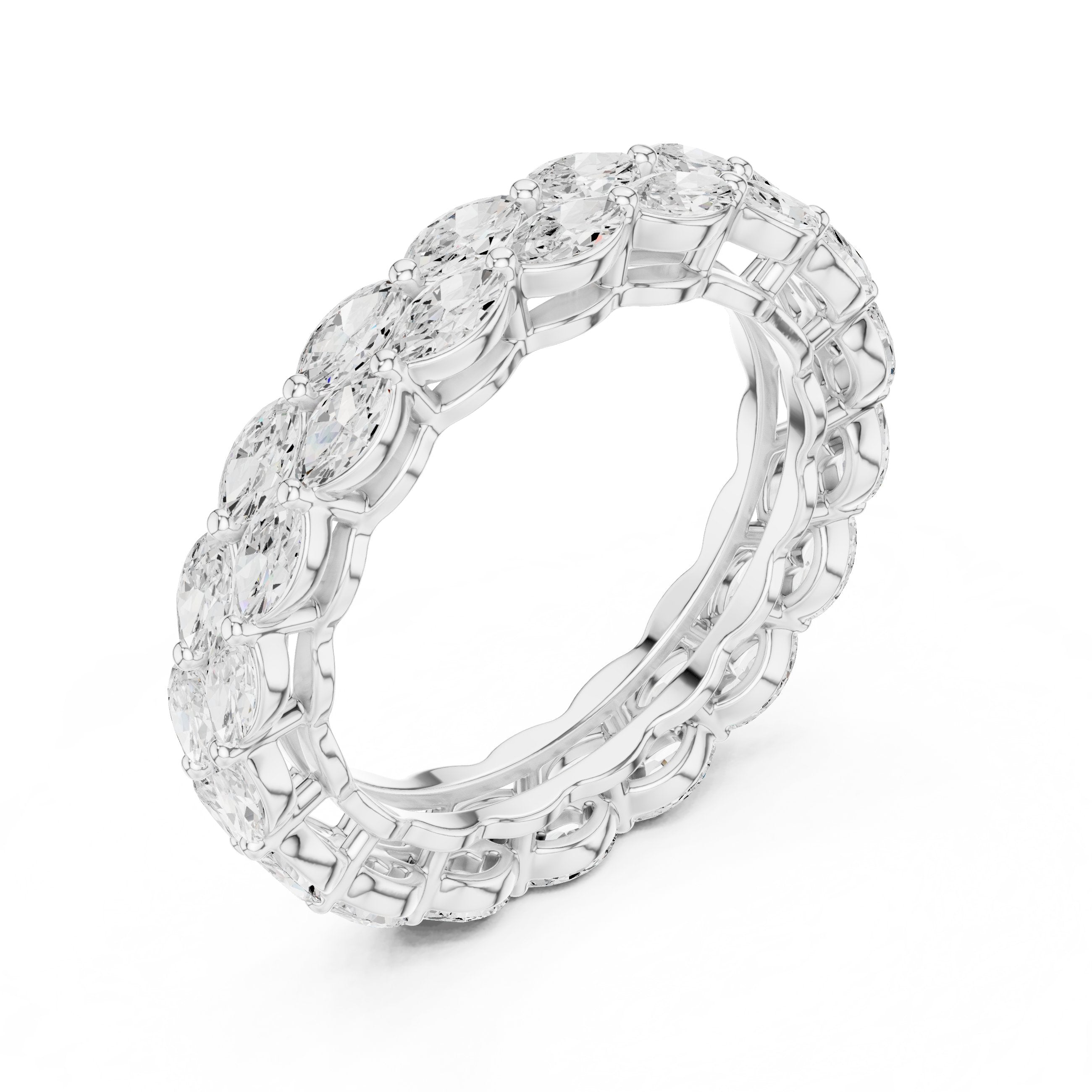 Marquise Cut East-West Diamond Eternity Band in White Gold - VYKA Diamonds