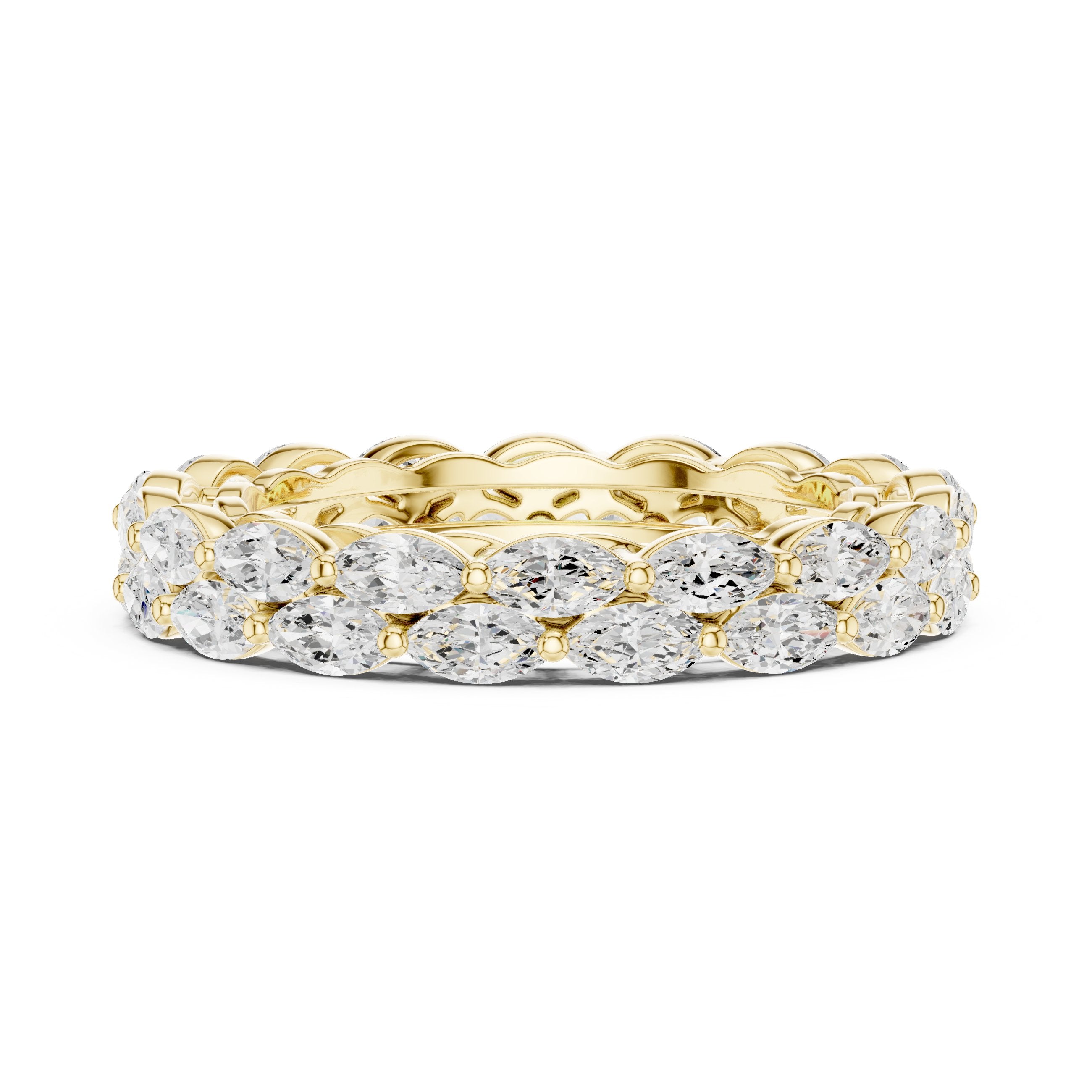 Marquise Cut East-West Diamond Eternity Band in Yellow Gold - VYKA Diamonds