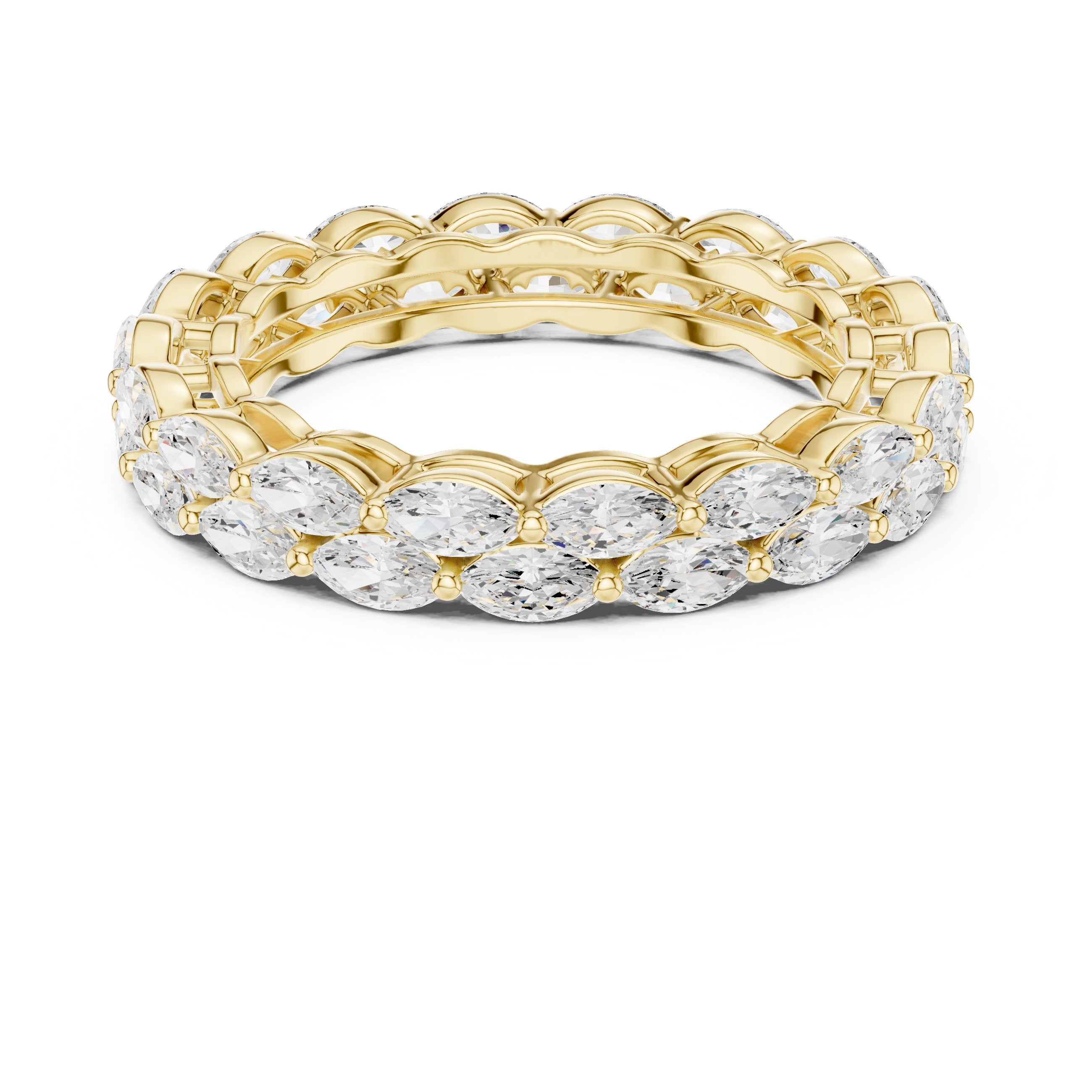 Marquise Cut East-West Diamond Eternity Band in Yellow Gold - VYKA Diamonds