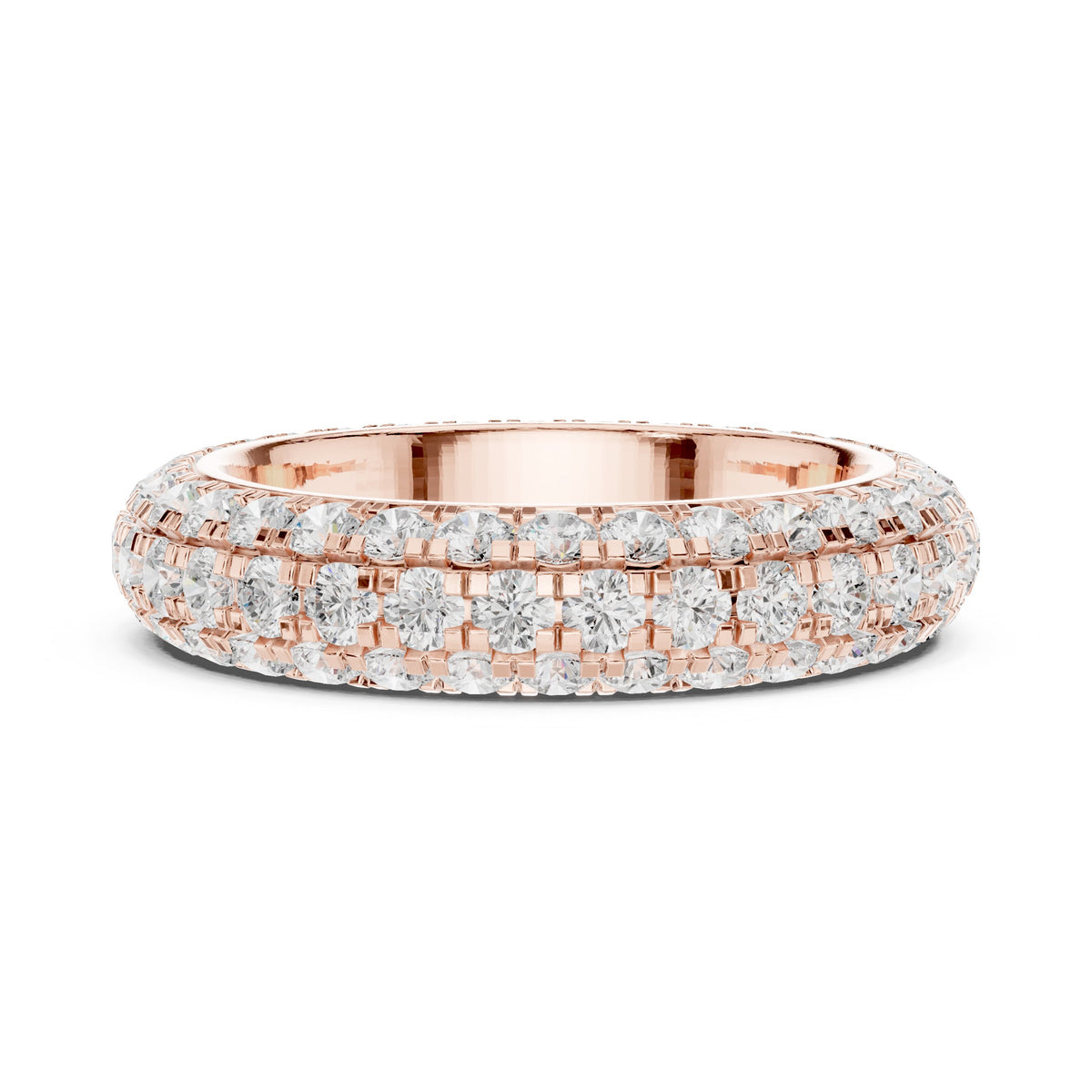 Round Diamond Wide Domed Pavé Eternity Band