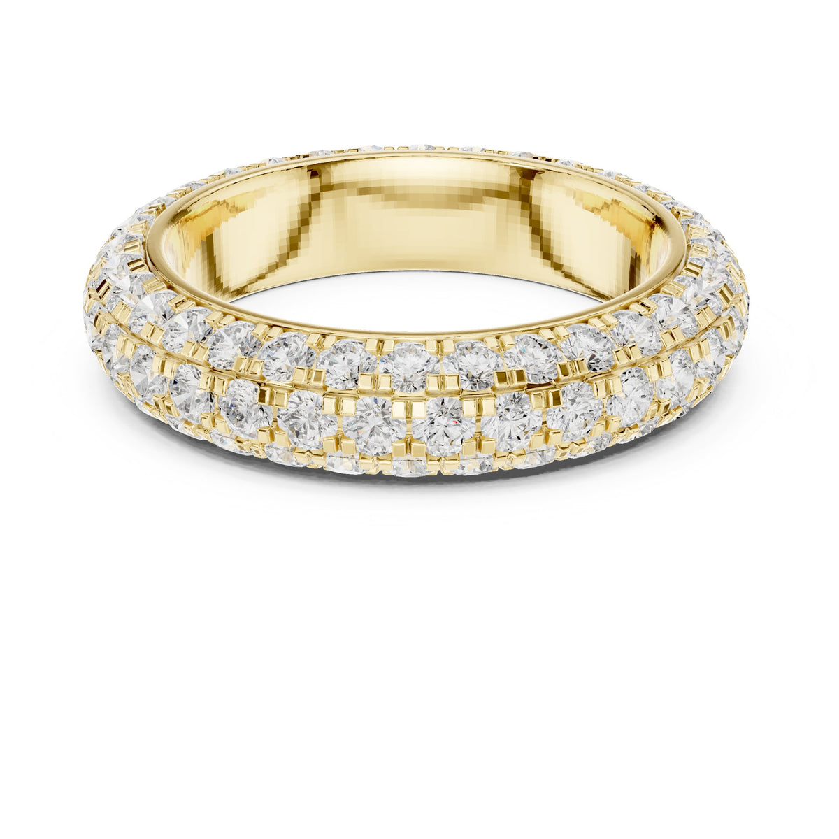 Round Diamond Wide Domed Pavé Eternity Band