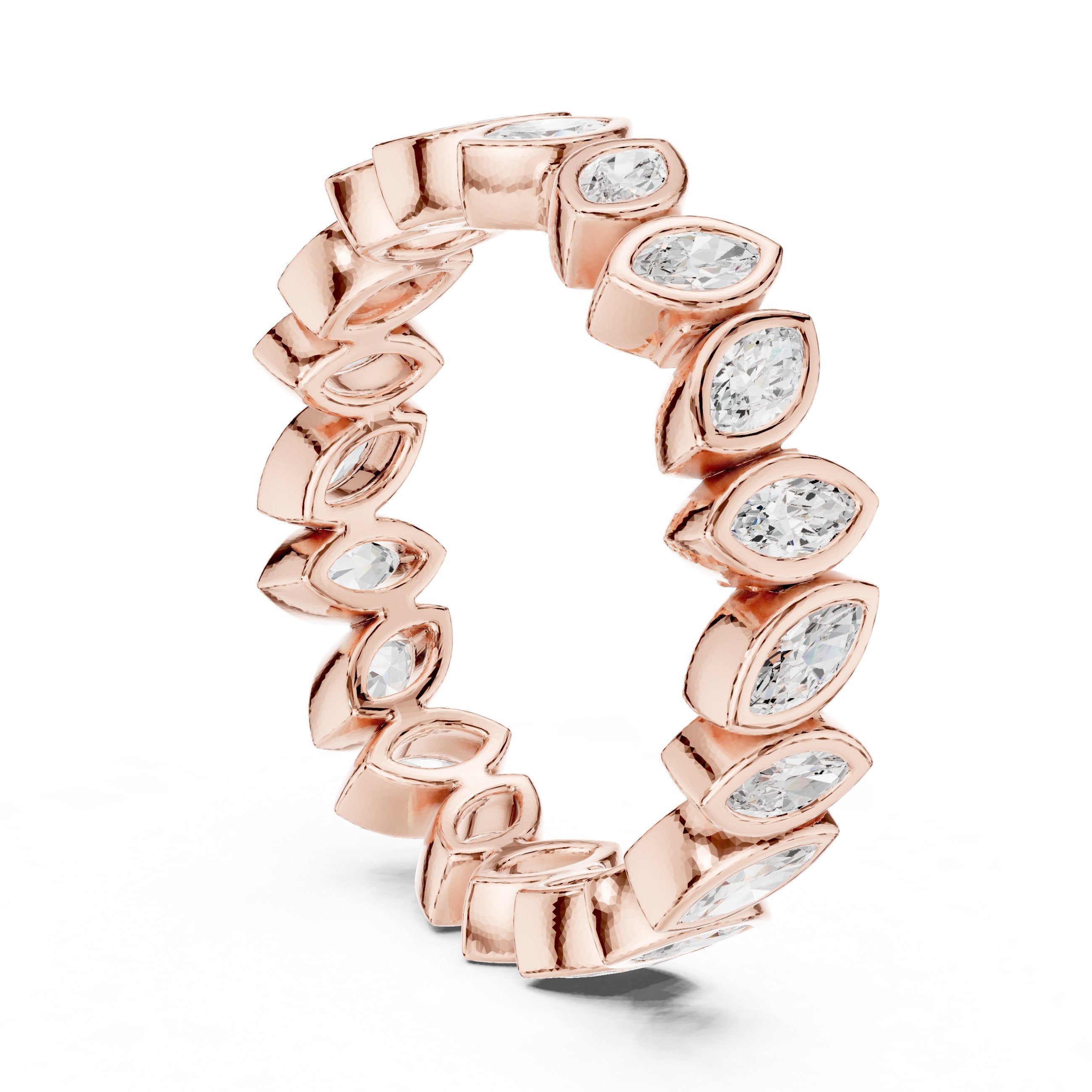 Marquise Diamond Bezel Set Eternity Band in Rose Gold - VYKA Diamonds