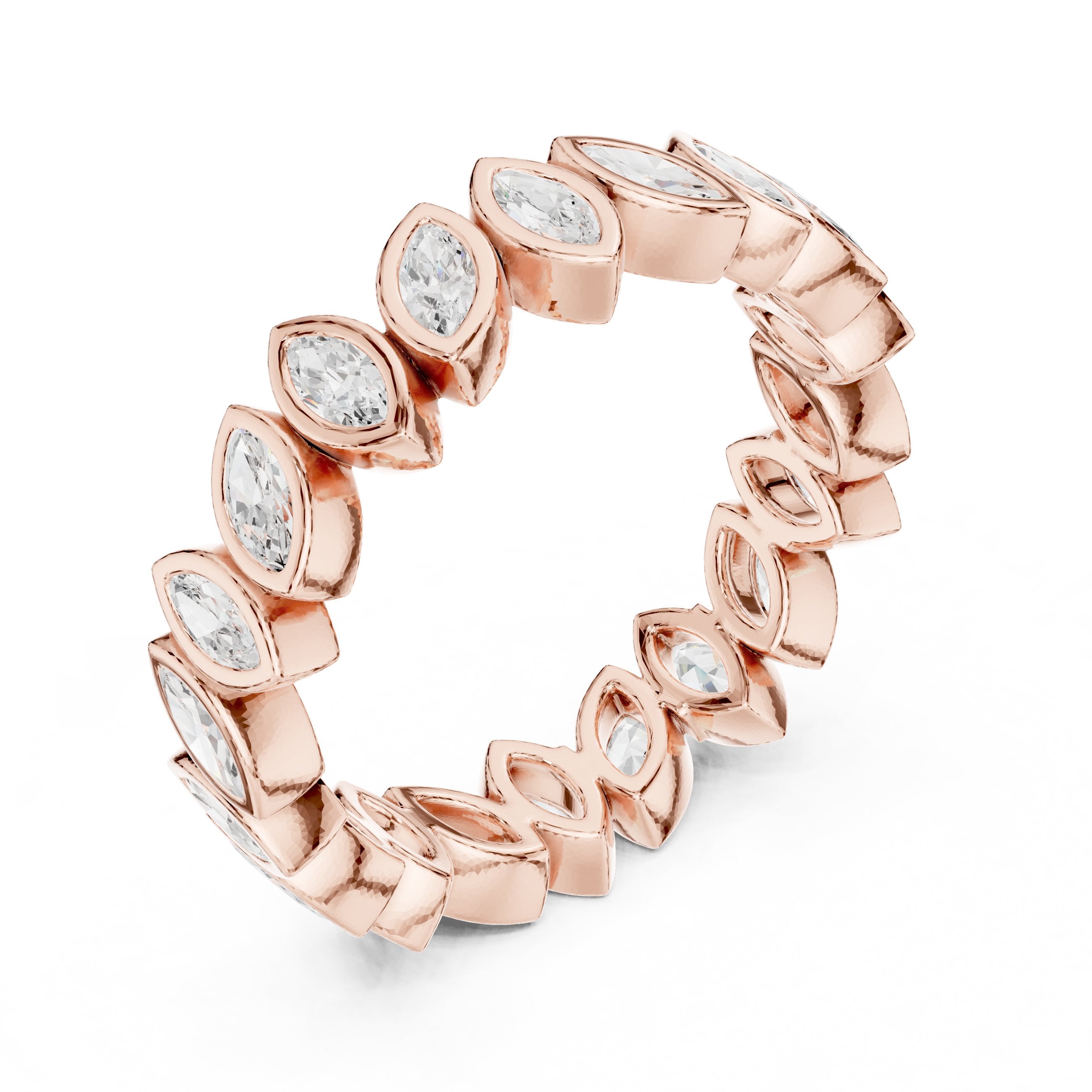 Marquise Diamond Bezel Set Eternity Band in Rose Gold - VYKA Diamonds