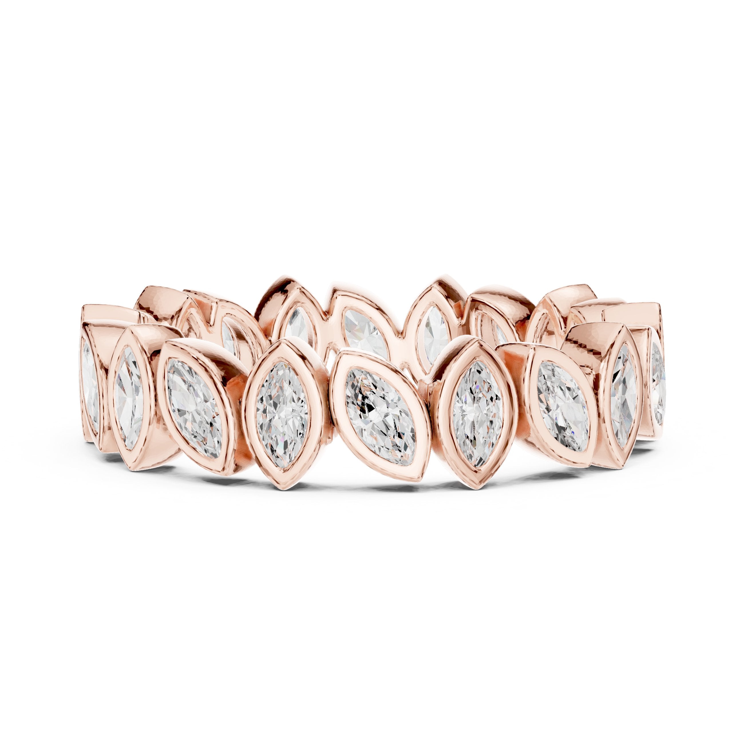 Marquise Diamond Bezel Set Eternity Band in Rose Gold - VYKA Diamonds