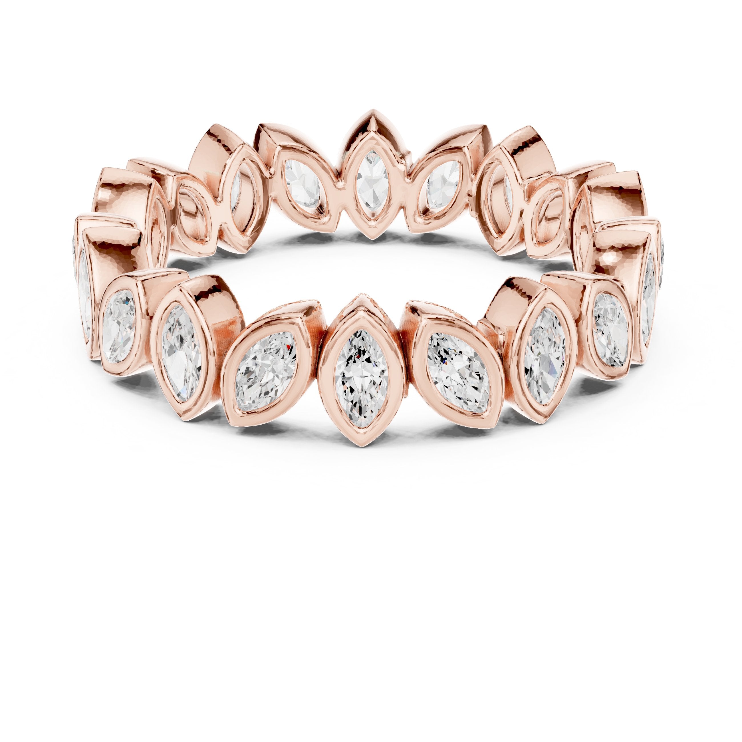 Marquise Diamond Bezel Set Eternity Band in Rose Gold - VYKA Diamonds