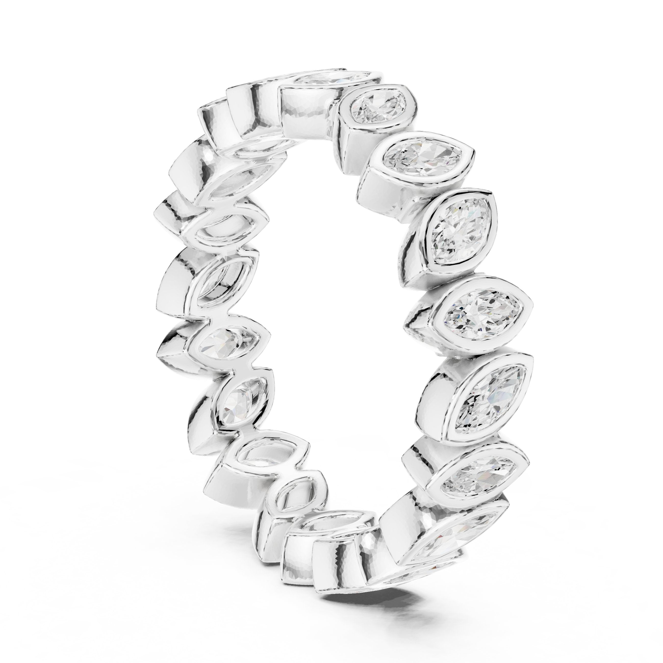 Marquise Diamond Bezel Set Eternity Band in White Gold - VYKA Diamonds