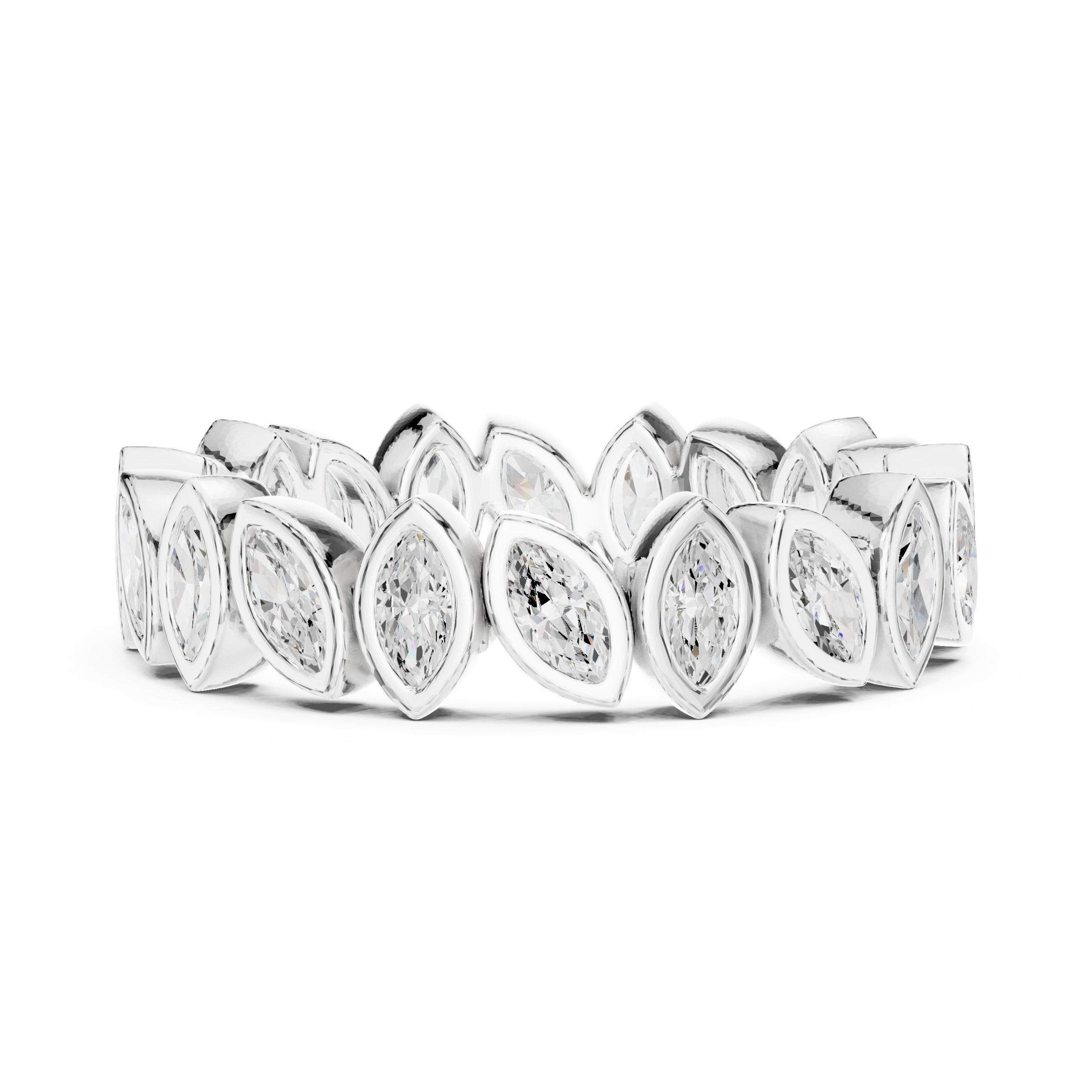 Marquise Diamond Bezel Set Eternity Band in White Gold - VYKA Diamonds
