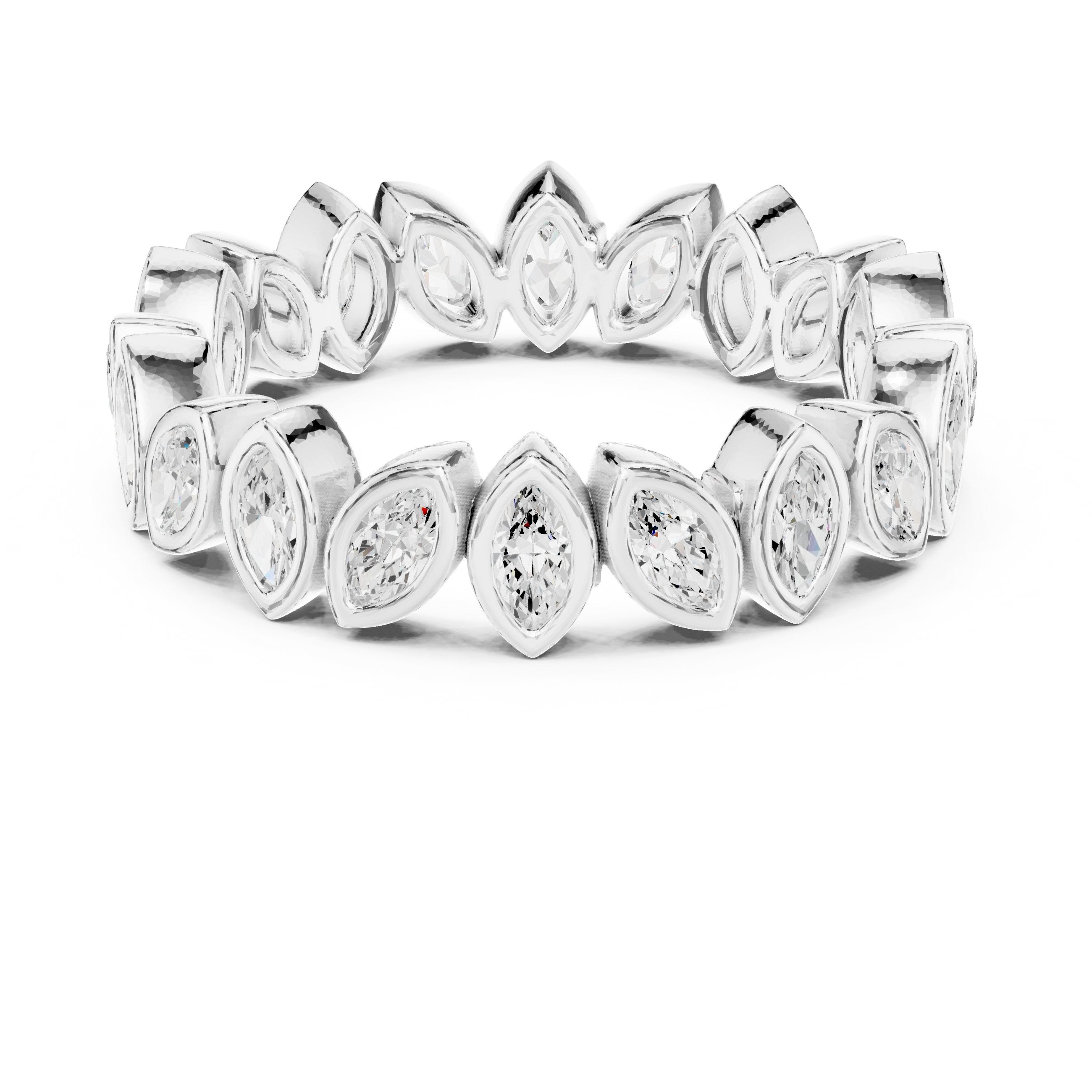 Marquise Diamond Bezel Set Eternity Band in White Gold - VYKA Diamonds
