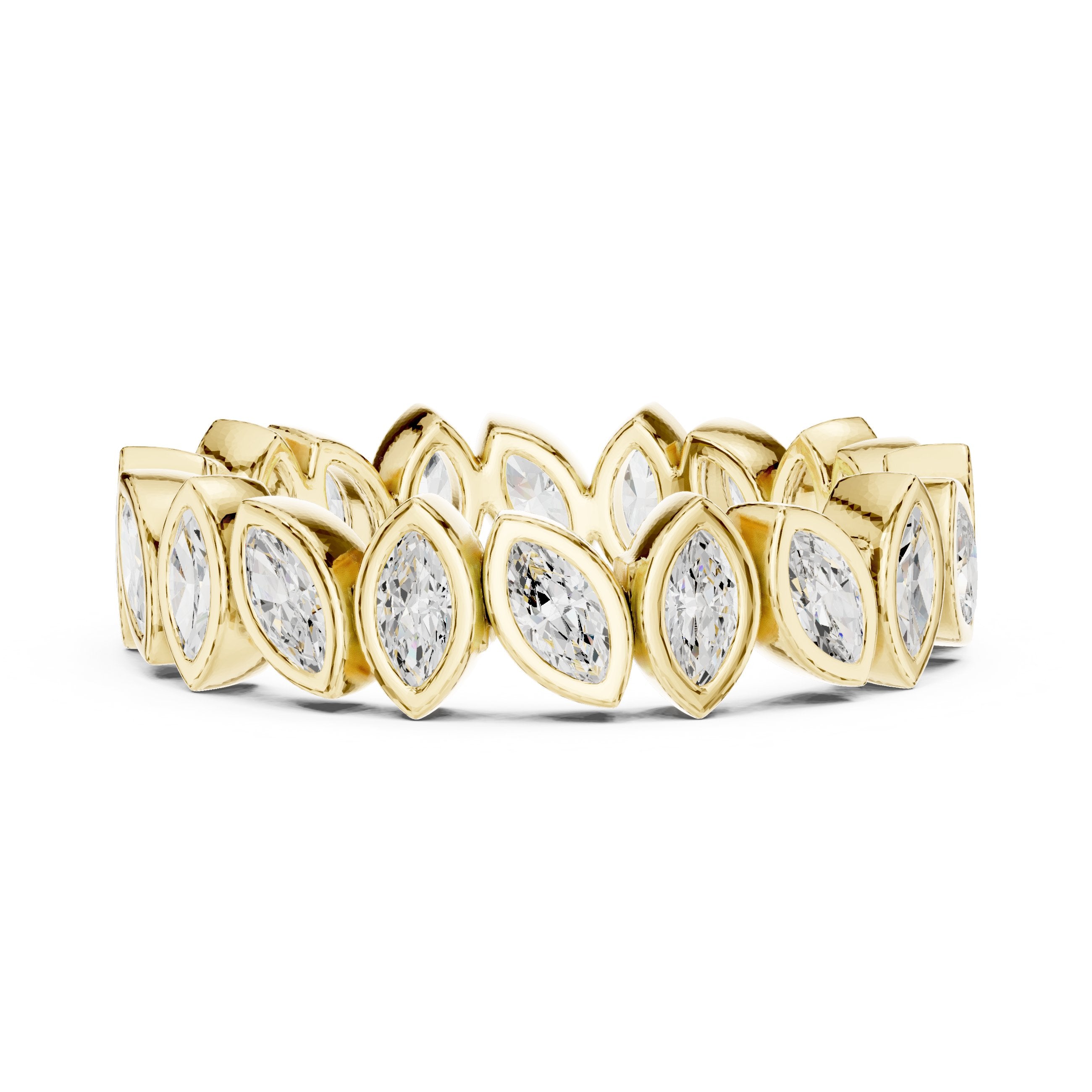 Marquise Diamond Bezel Set Eternity Band in Yellow Gold - VYKA Diamonds