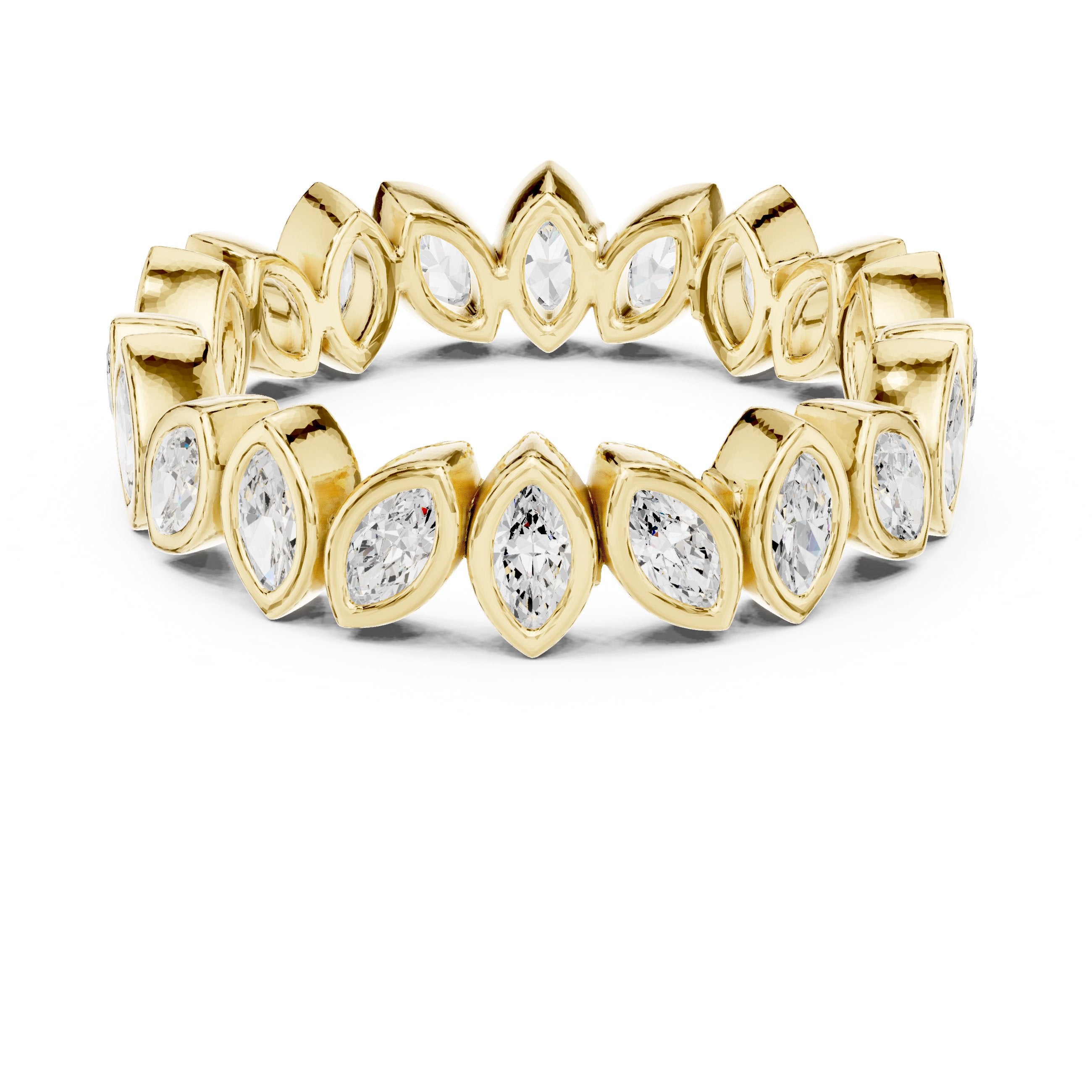 Marquise Diamond Bezel Set Eternity Band in Yellow Gold - VYKA Diamonds