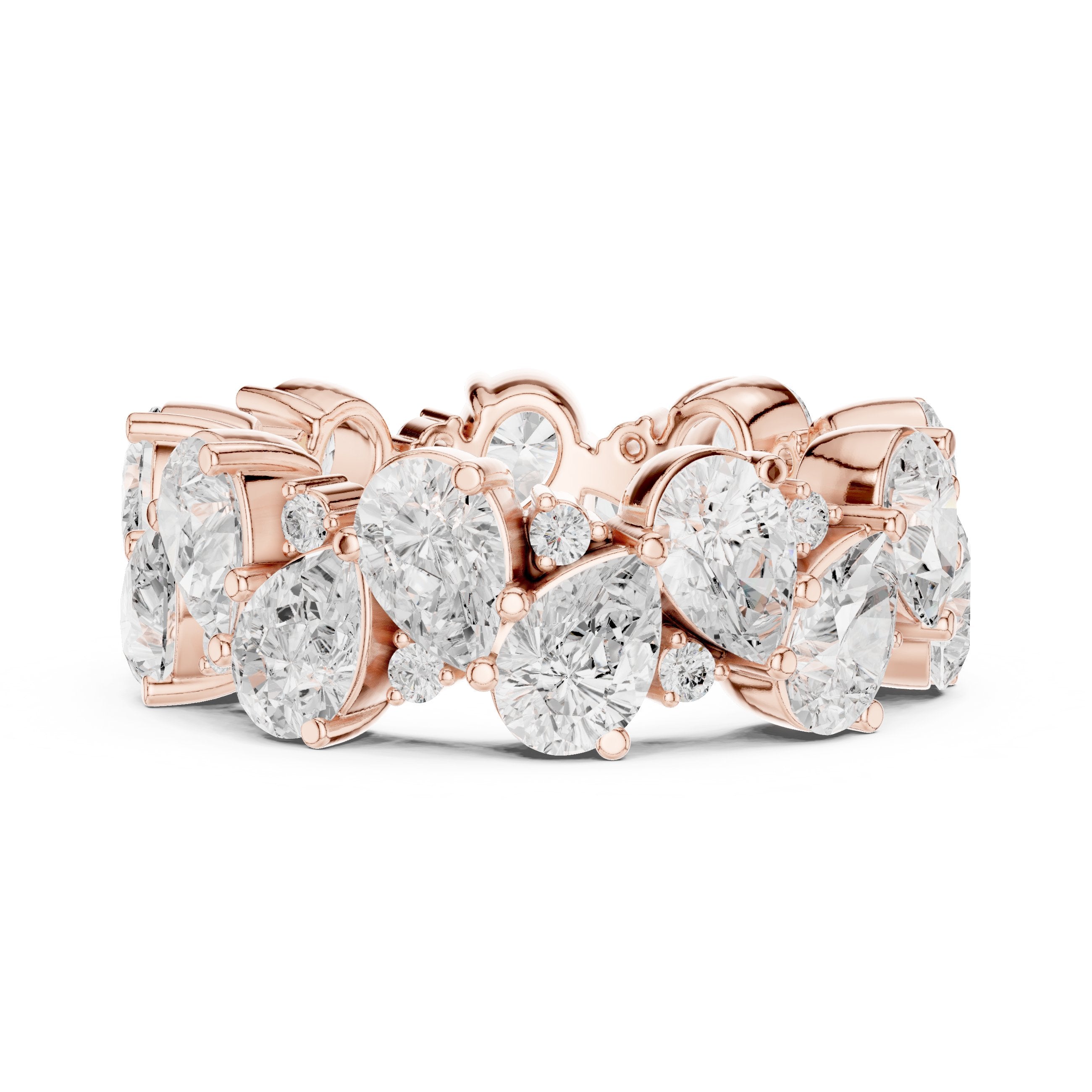 Pear and Round Diamond Mixed Eternity Band in Rose Gold - VYKA Diamonds
