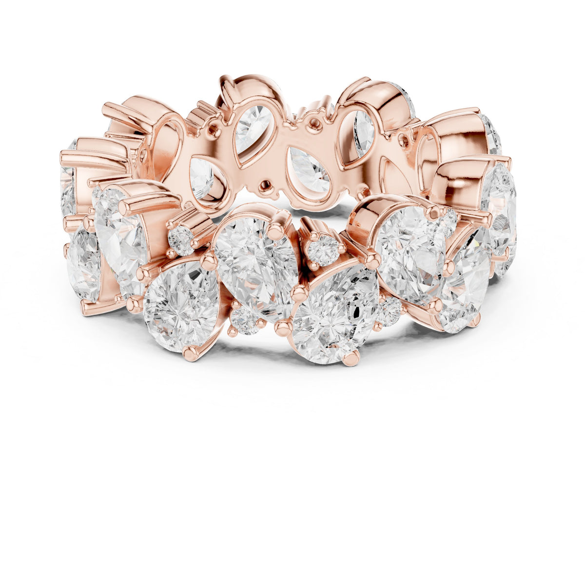 Pear and Round Diamond Mixed Eternity Band