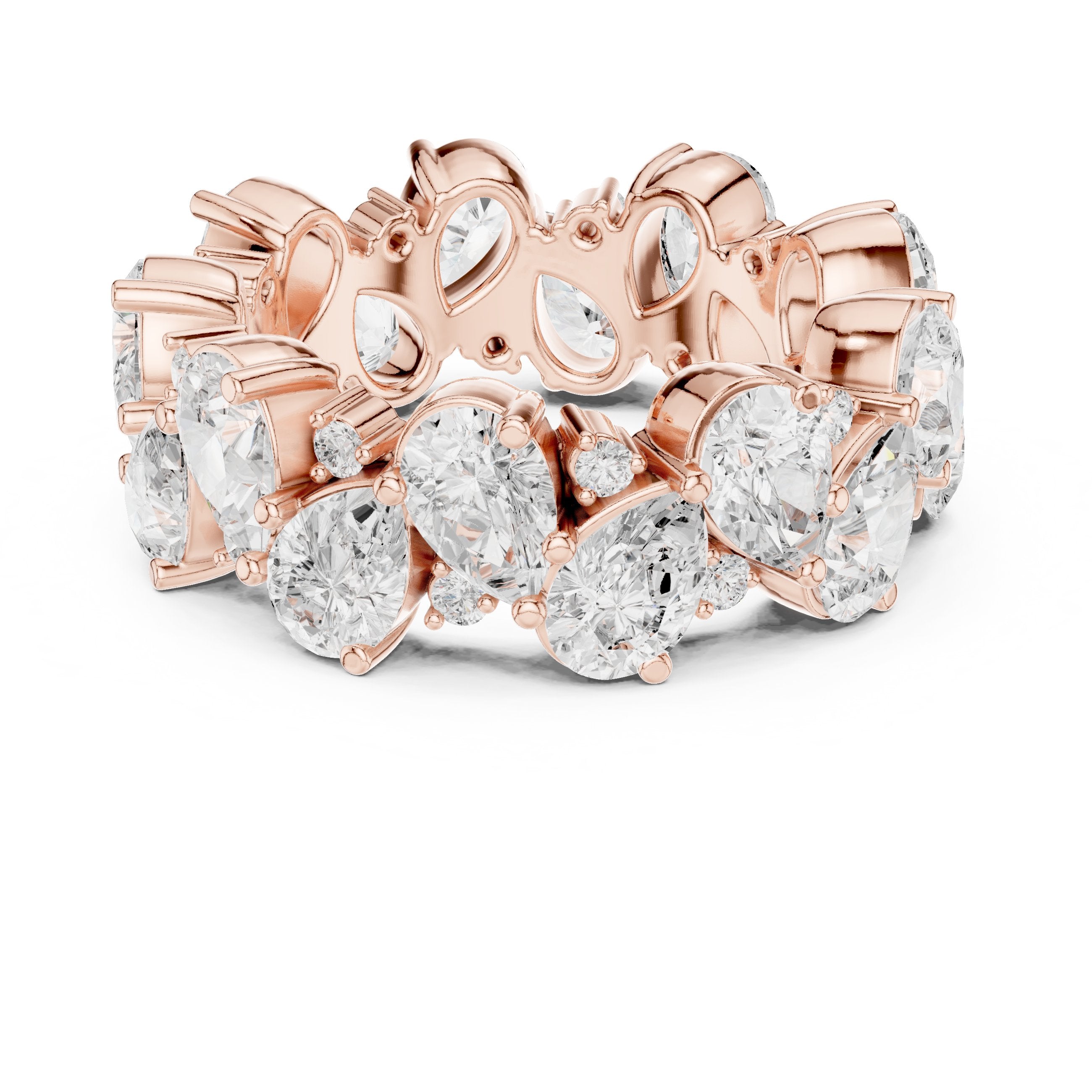 Pear and Round Diamond Mixed Eternity Band in Rose Gold - VYKA Diamonds