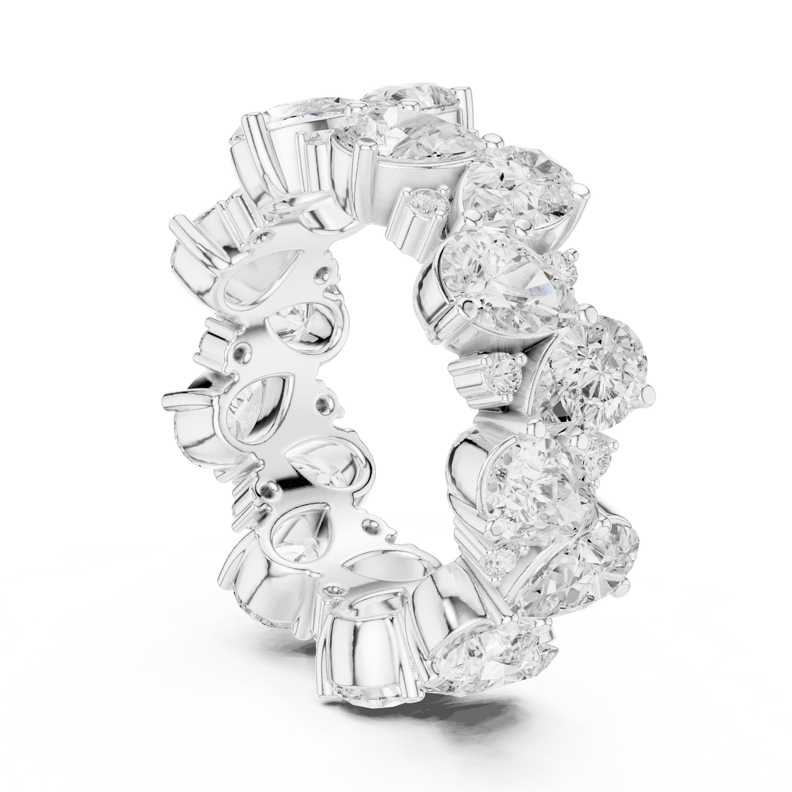 Pear and Round Diamond Mixed Eternity Band in White Gold - VYKA Diamonds